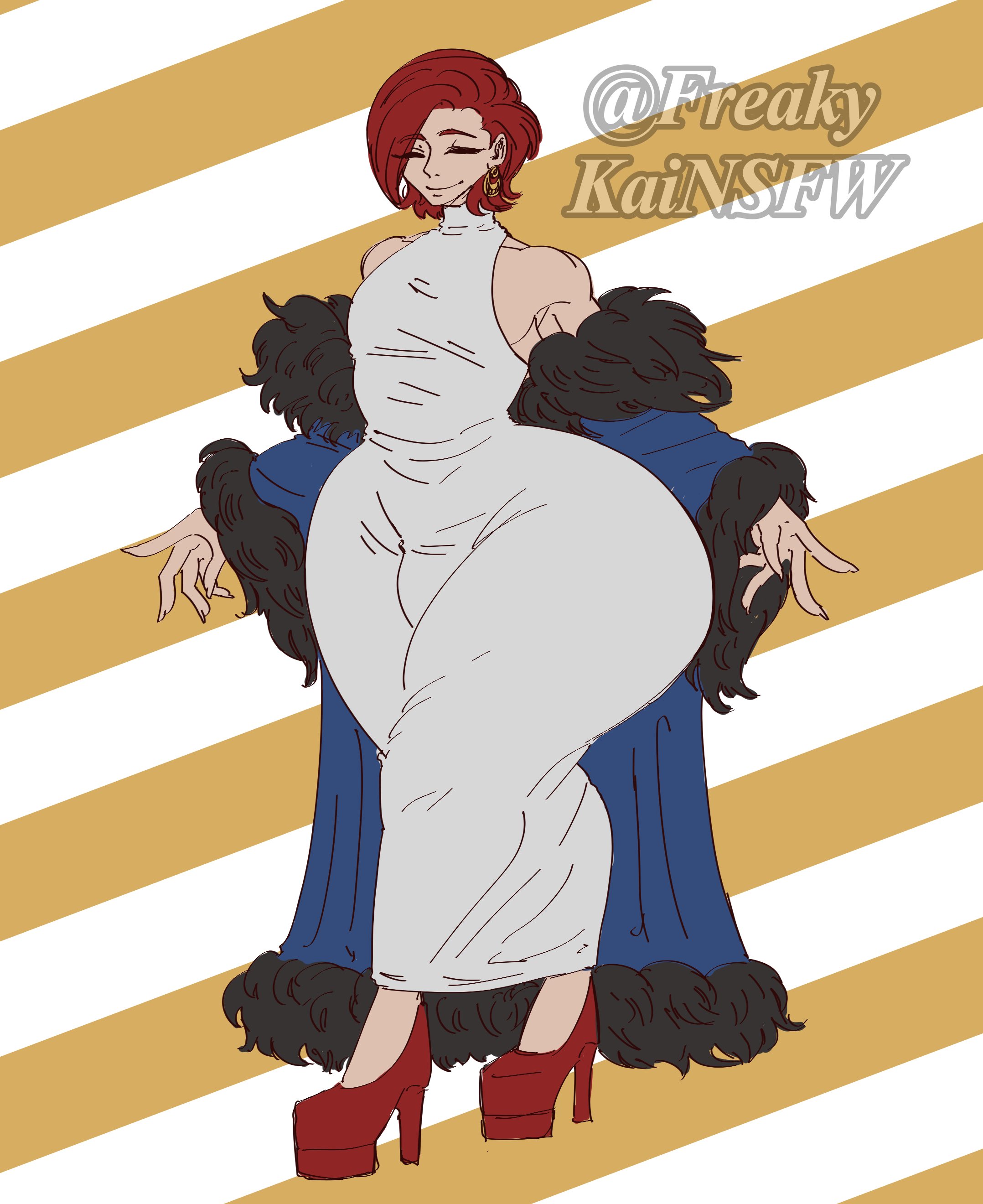 1boy, 1femboy, bottom heavy, bottom heavy femboy, bottom heavy male, crossdressing, dress, femboy, freakykainsfw, male, male in dress, male only, red hair, solo, solo male, voluptuous, voluptuous femboy, voluptuous male, wide hips