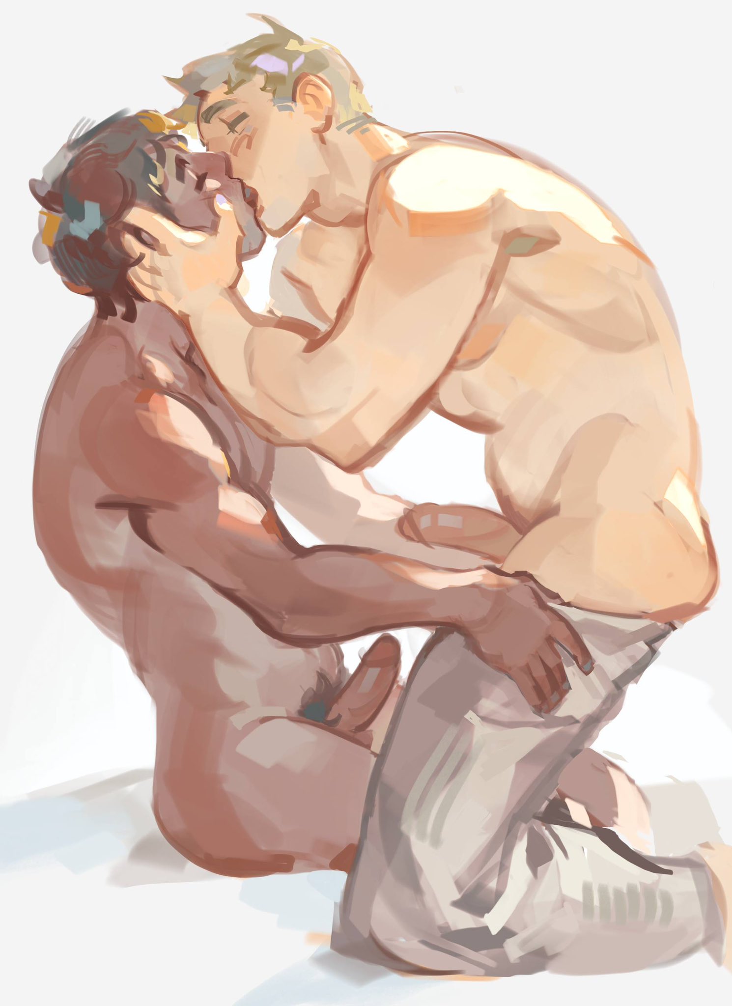 2boys, arvve, dungeon meshi, gay, kabru, kissing, laios touden, male, male only, male/male, penis, penis out