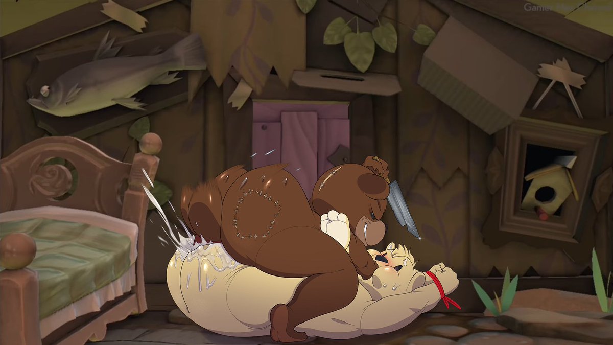 2boys, anal, ass, balls, big balls, blush, bondage, chubby, covered mouth, cum, cum in ass, cum inside, elotes en vaso, fat ass, forced, gay, knife, male, male only, male/male, mating press, naughty bear, naughty bear (character), rape, revenge, revenge sex, rough, rough sex, stitches, stuffed animal, stuffed toy, sweat, swinging balls, tagme, teddy bear, tied hands, weapon
