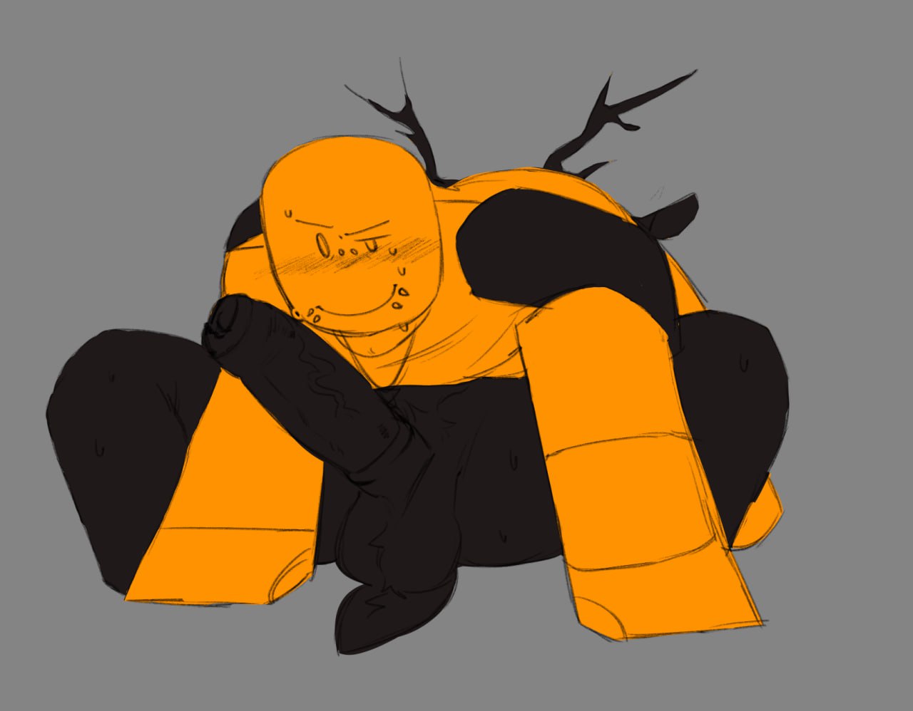 2boys, 69, 69 position, blocky body, blush, gay, genitals, male, male only, male/male, oc, original character, piercing, pssyclownn, roblox, robloxian, sketch, tagme