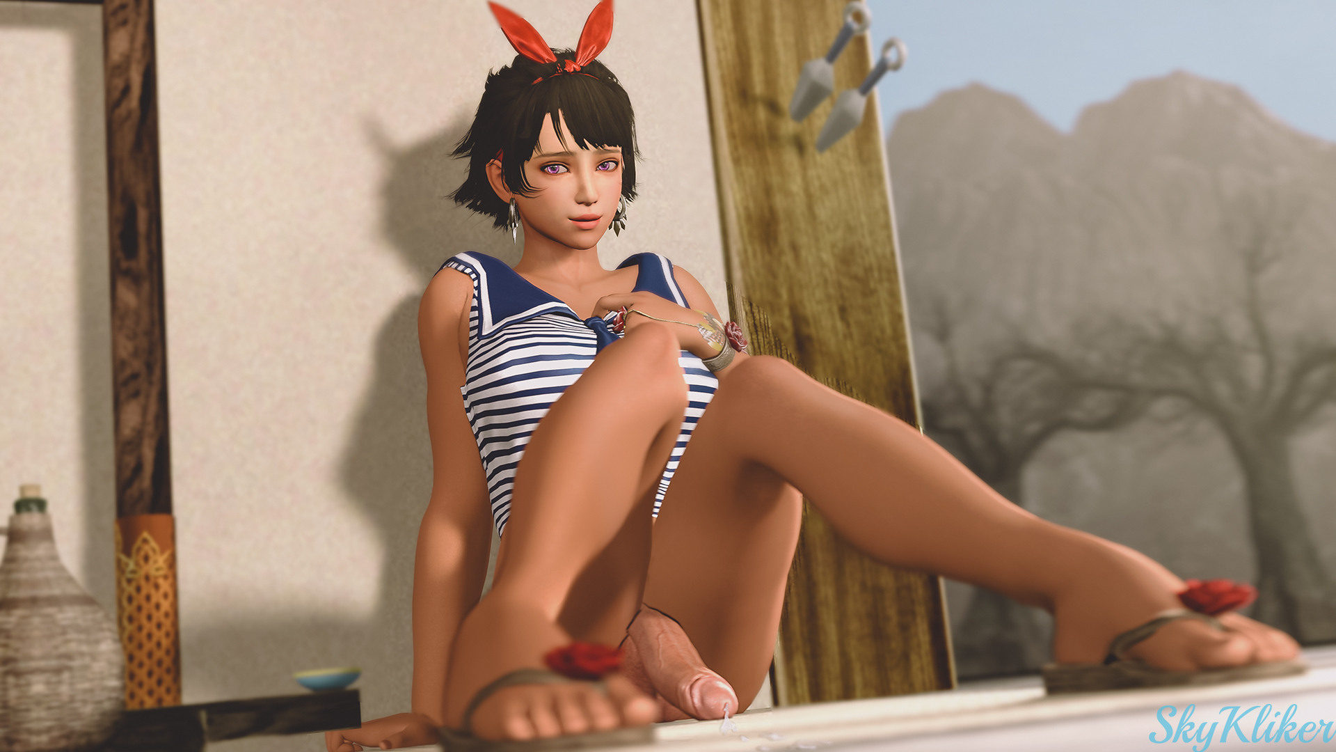 1futa, 3d, after masturbation, balls, big penis, bottomless, breasts, cum, cum drip, curvy, feet, filipina, filipino futa, flaccid, futa only, futa sans pussy, futanari, human, intersex, josie rizal, looking at viewer, penis, sandals, skykliker, solo, solo futa, source filmmaker, tekken, tekken 7, toes