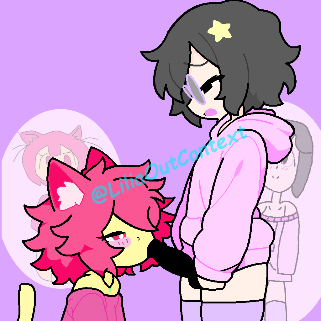 1boy 1girls blowjob cat_ears cat_girl cat_tail censored censored_penis fellatio femboy femboy_on_female gray_hair intersex interspecies liliaoutcontext nekomimi nerveous open_mouth original_character pink_hair pink_hoodie questionable_consent roblox robloxian tagme