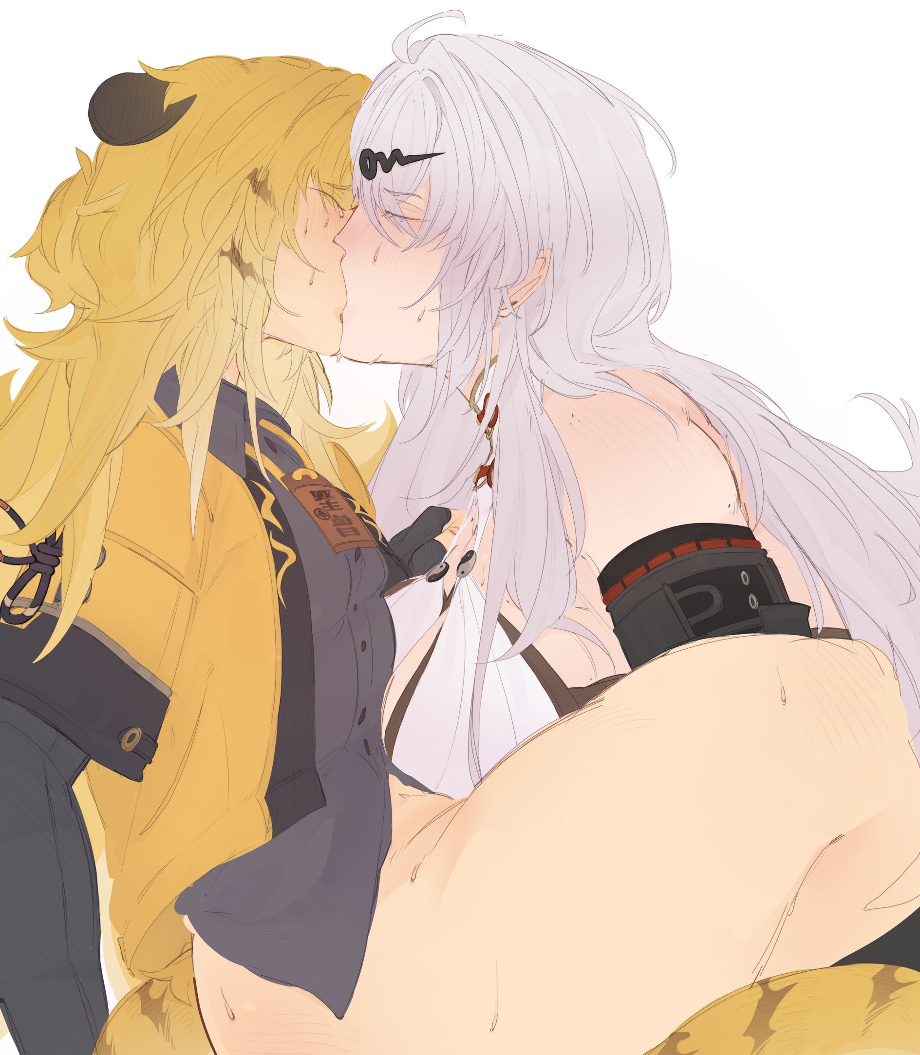 blackrunel, female, ju fufu, ju fufu (zenless zone zero), kissing, lesbian kiss, no panties, yixuan (zenless zone zero), yuri, zenless zone zero