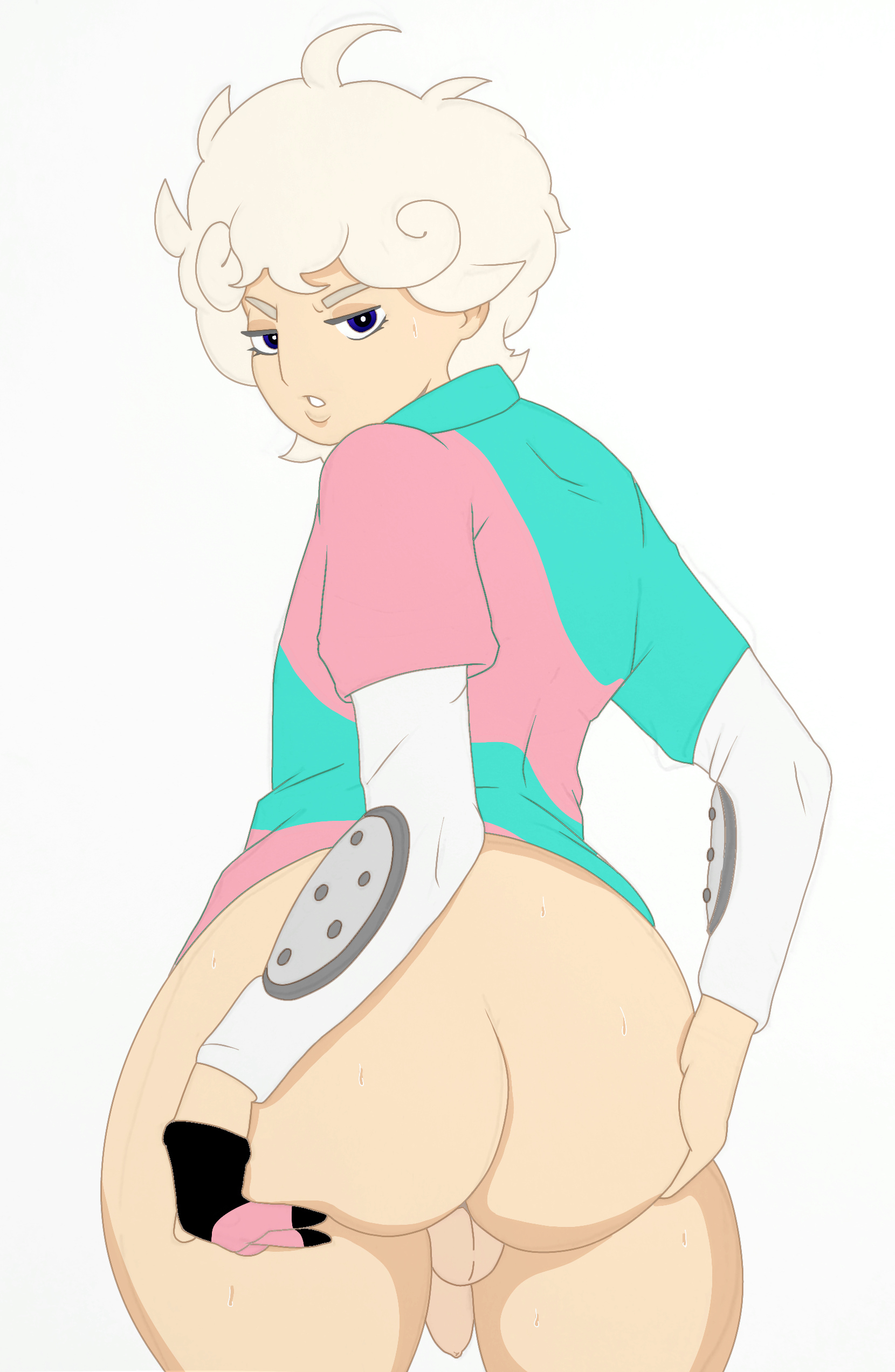 ass, balls, bede (pokemon), big ass, big butt, femboy, gay, krendel, male, male only, pale skin, penis, pokemon, solo, solo male, tagme, white hair, yaoi