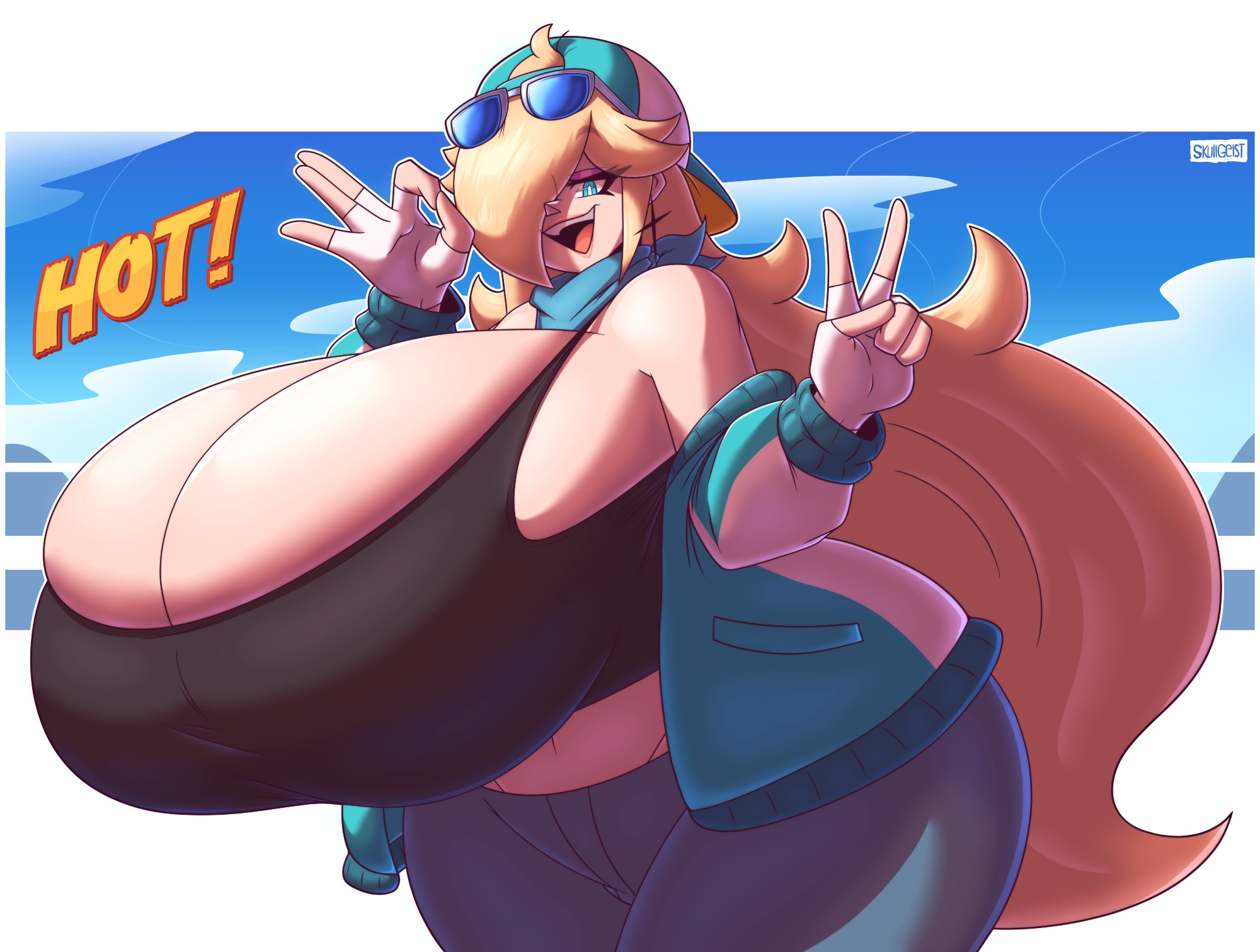 1girls, alternate version available, ass, breasts, breasts bigger than head, bursting breasts, enormous breasts, female, huge ass, hyper, hyper breasts, looking at viewer, mario (series), nintendo, princess rosalina, skullgeist, solo female, tagme