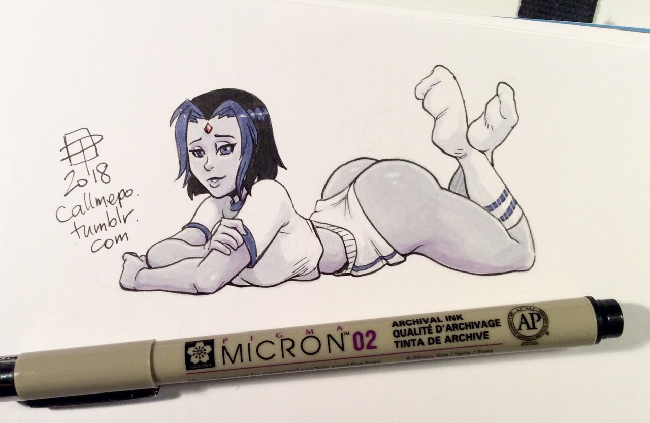 1girls, 2018, ass, callmepo, dc, dc comics, female, female only, on stomach, rachel roth, raven (dc), short shorts, solo, straight hair, teen titans