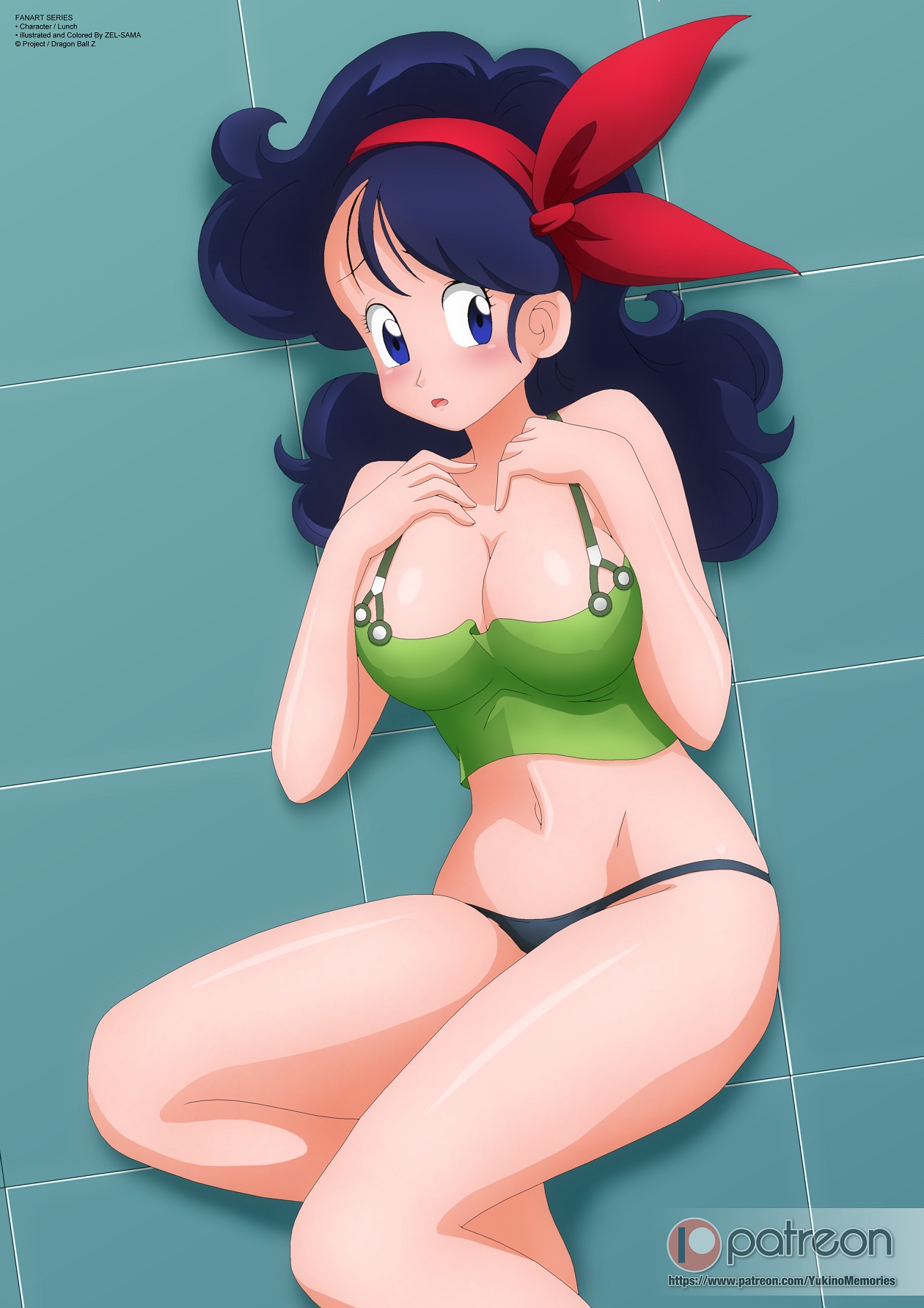 blue hair, blue panties, blue-haired female, dragon ball, female, good launch, launch, panties, solo, zel-sama