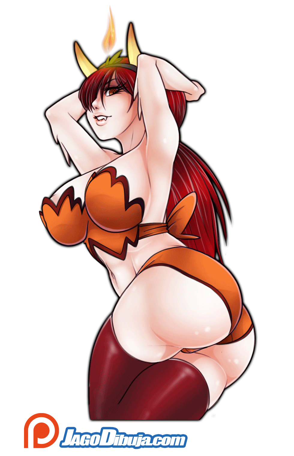 animated, breasts, demon, disney, disney channel, disney xd, fake horns, female, hekapoo, horn, jago dibuja, nipples, pussy, star vs the forces of evil