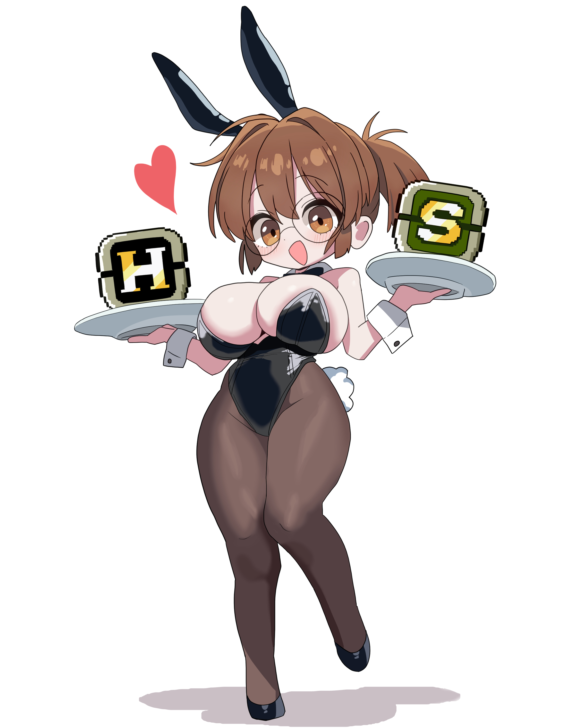 brown hair, bunny ears, bunnysuit, fio germi, glasses, metal slug, neugneugsusu, nnkk933306, sideboob, tagme