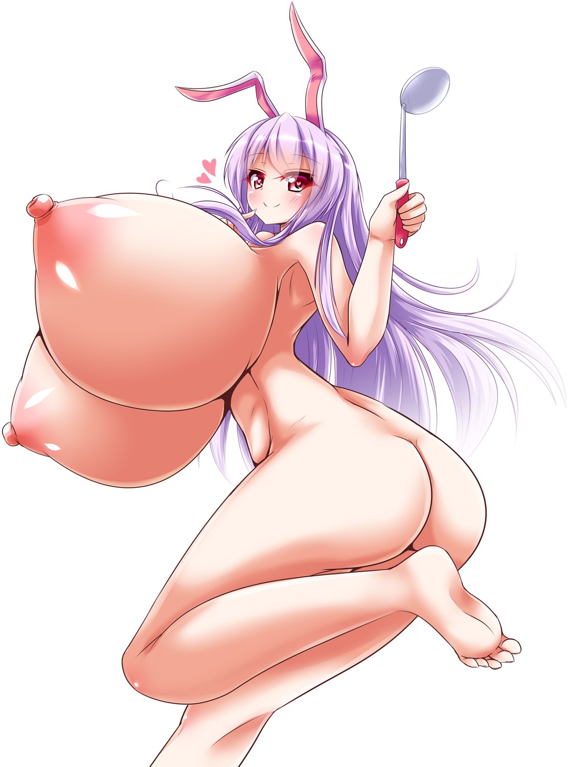 1girls barefoot breasts bunny_ears bunny_girl castella_0 dautsen female large_breasts naked naked_female nude nude_female reisen_udongein_inaba soles tagme touhou