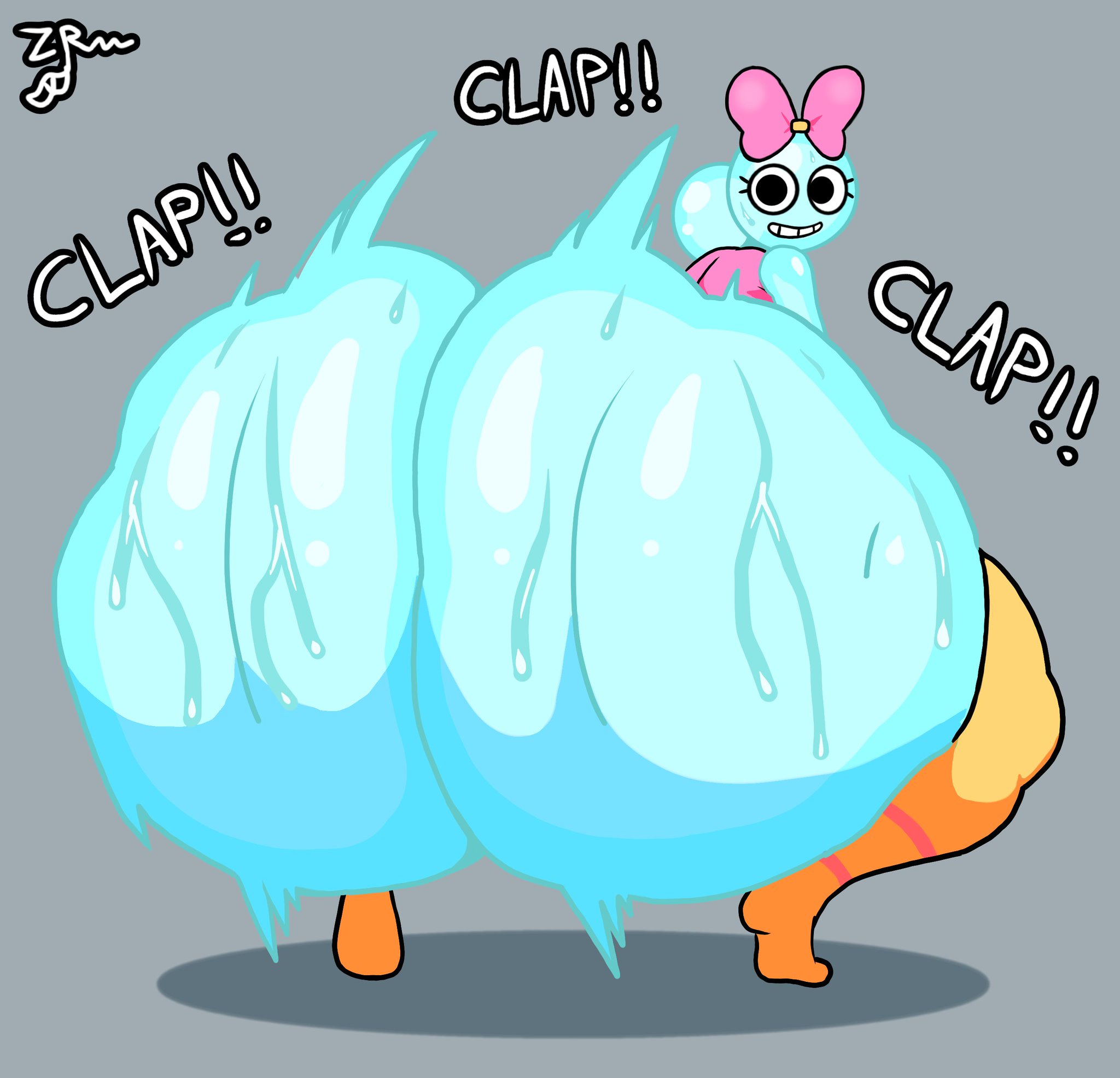 blushcrunch studio, clapping cheeks, dandy's world, dandys world, hyper ass, looking at viewer, looking back, poppy (dandy's world), roblox, twerking, twerking position, zorkoth