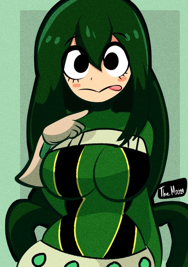 1girls, breasts, cute, diego mejia, green hair, tsuyu asui
