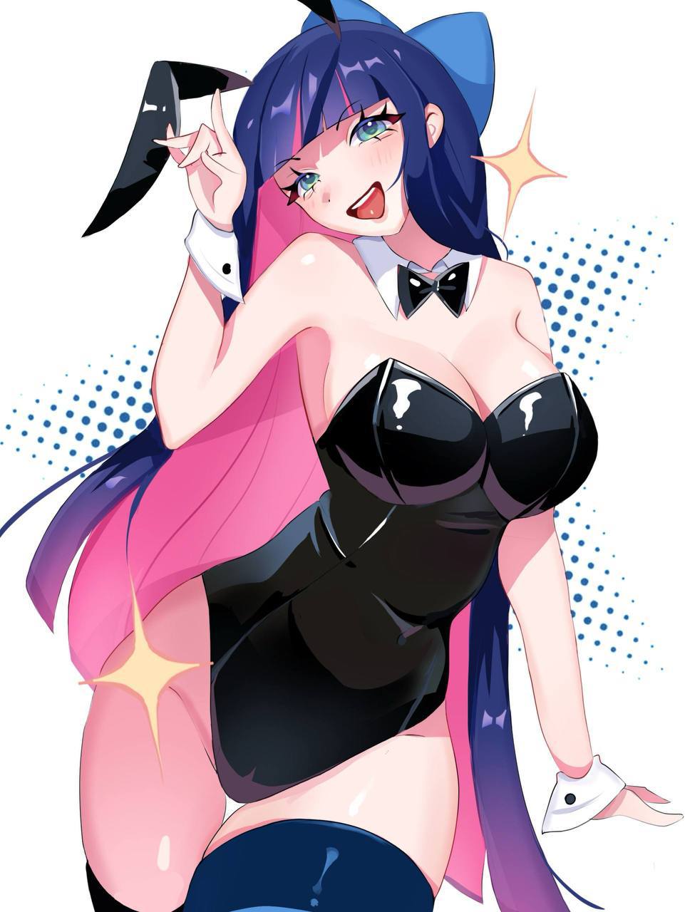 bodysuit, bowtie, bunny ears, hanselove, panty & stocking with garterbelt, stocking anarchy, tagme