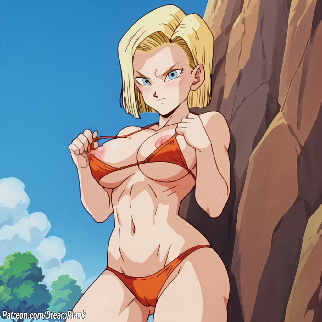 ai_generated android_18 anime_style bikini breasts cameltoe dragon_ball_z dreamplank