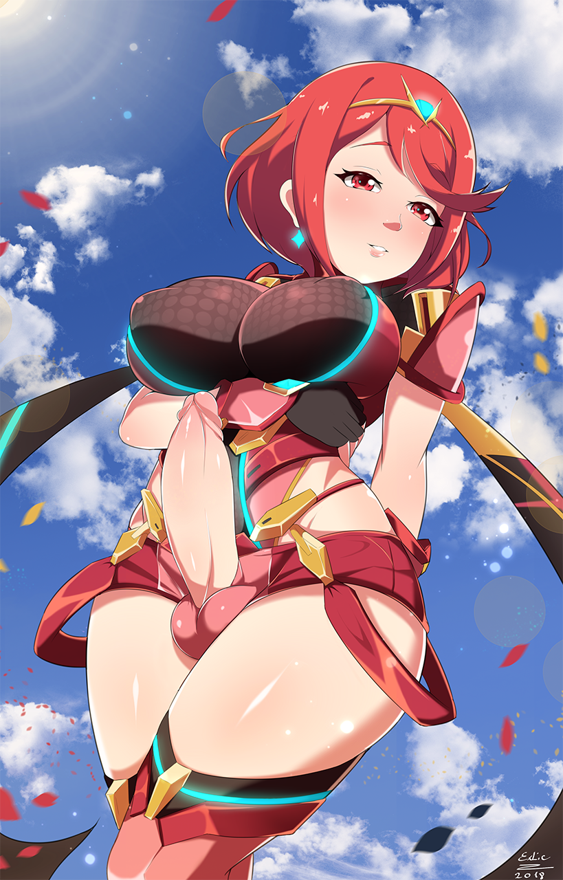 1futa 2018 ball_bulge balls balls_under_clothes breasts casual casual_erection casual_exposure casual_nudity erect_nipples erection exlic futa_only futanari horny huge_breasts intersex looking_at_viewer nintendo nipple_bulge penis penis_out pyra solo wide_hips xenoblade_(series) xenoblade_chronicles_2