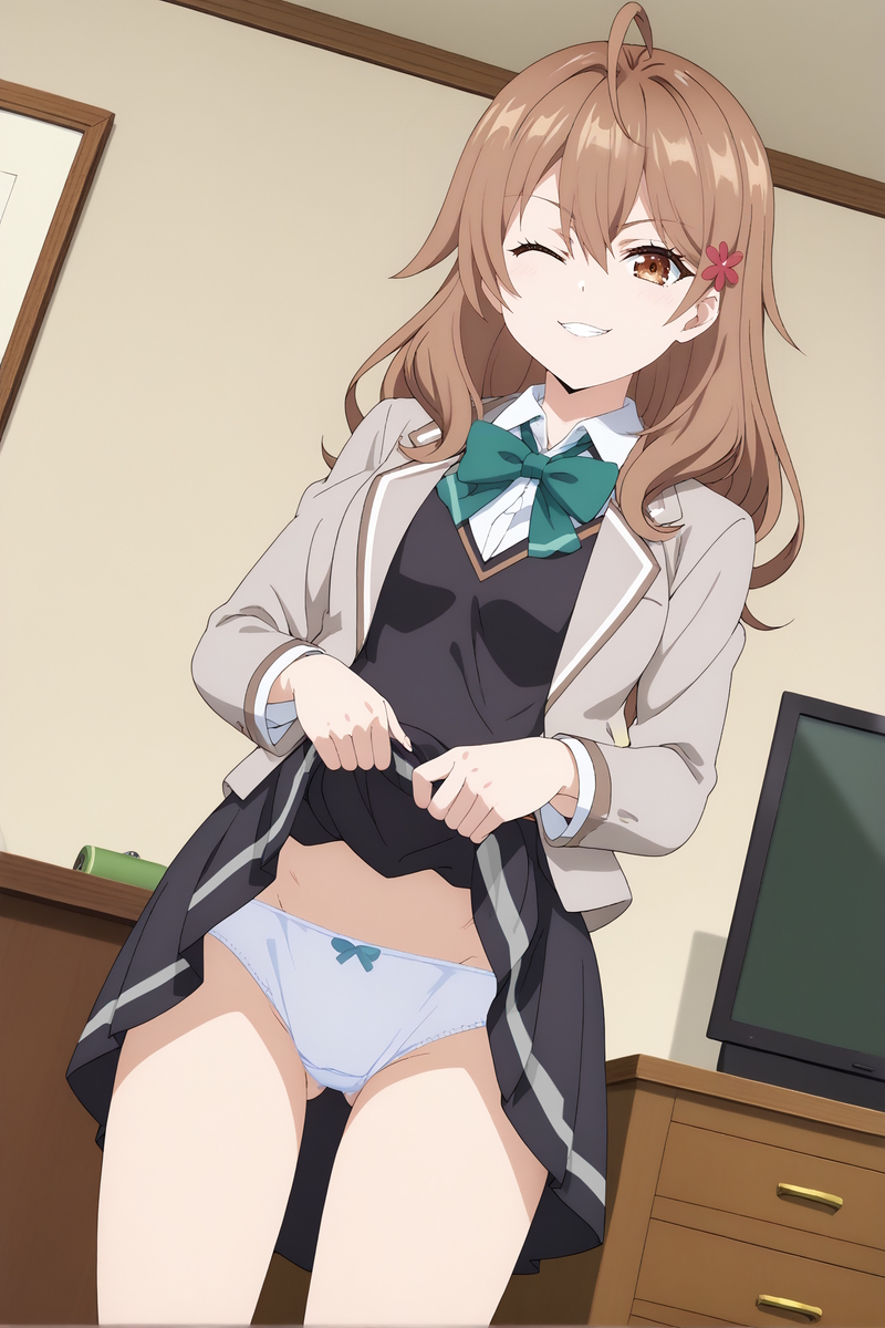 ai_generated big_breasts brown_eyes brown_hair long_hair maria_mikhailovna_kujou nahito_koketsu panties school_uniform schoolgirl skirt_up tokidoki_bosotto_russian_de_dereru_tonari_no_alya-san