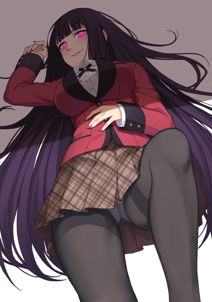 ass, black hair, breasts, female, huge breasts, jabami yumeko, kakegurui, school uniform, tagme, thick thighs, tujinglin92