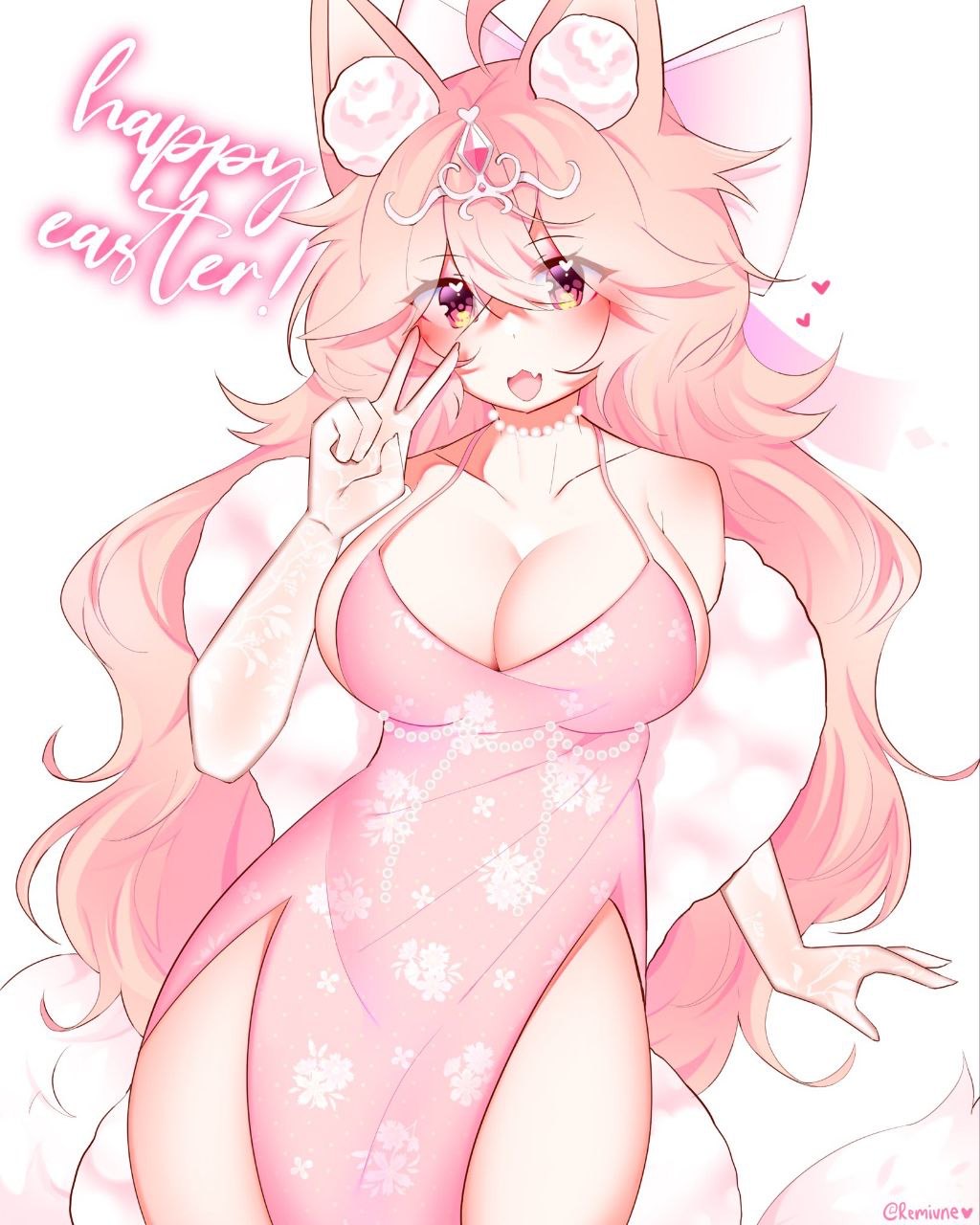 big_breasts blush fox_girl one-piece_swimsuit ready_to_fuck remiune thighs