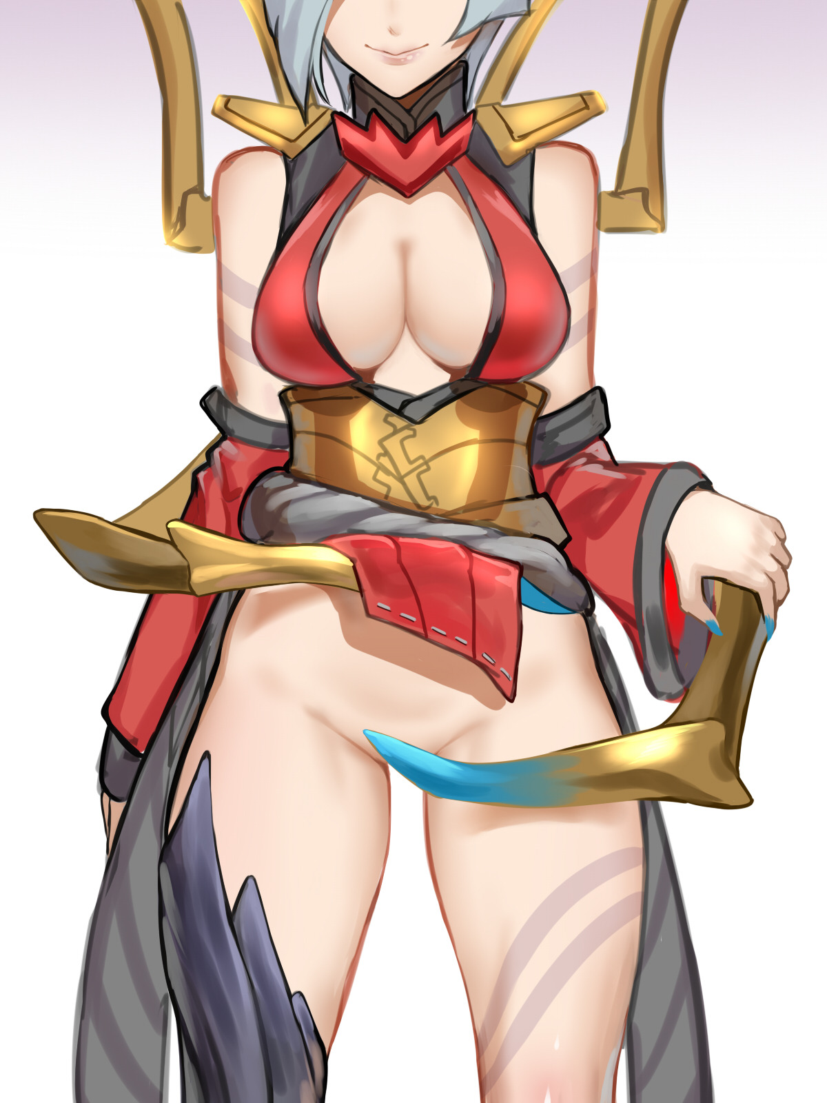 blood moon elise, blood moon series, breasts, cleavage, clothing, covering crotch, dress, dress lift, elise kythera zaavan, female, kumiko (aleron), league of legends, medium breasts, no panties, smile