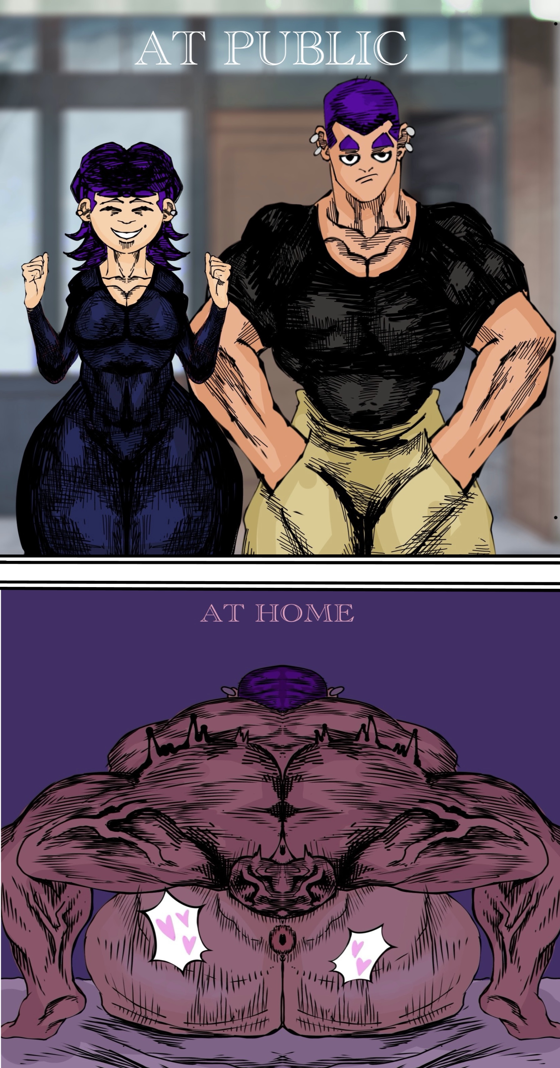 1:1, 1boy, 1girls, age difference, ass, balls, big ass, big balls, big butt, big dom small sub, big muscles, big penis, dress, fat ass, fat butt, female, femsub, hard sex, heart, huge ass, huge muscles, huge thighs, imminent impregnation, incest, incest (lore), male, male/female, maledom, married female, mating press, melletprout, milf, mother, mother and son, muscles, older female, older female and younger male, on bed, original character, penis, purple hair, pussy, raw sex, short hair, taller male, thick thighs, vagina, vaginal penetration, younger dom older sub, younger male, younger penetrating older