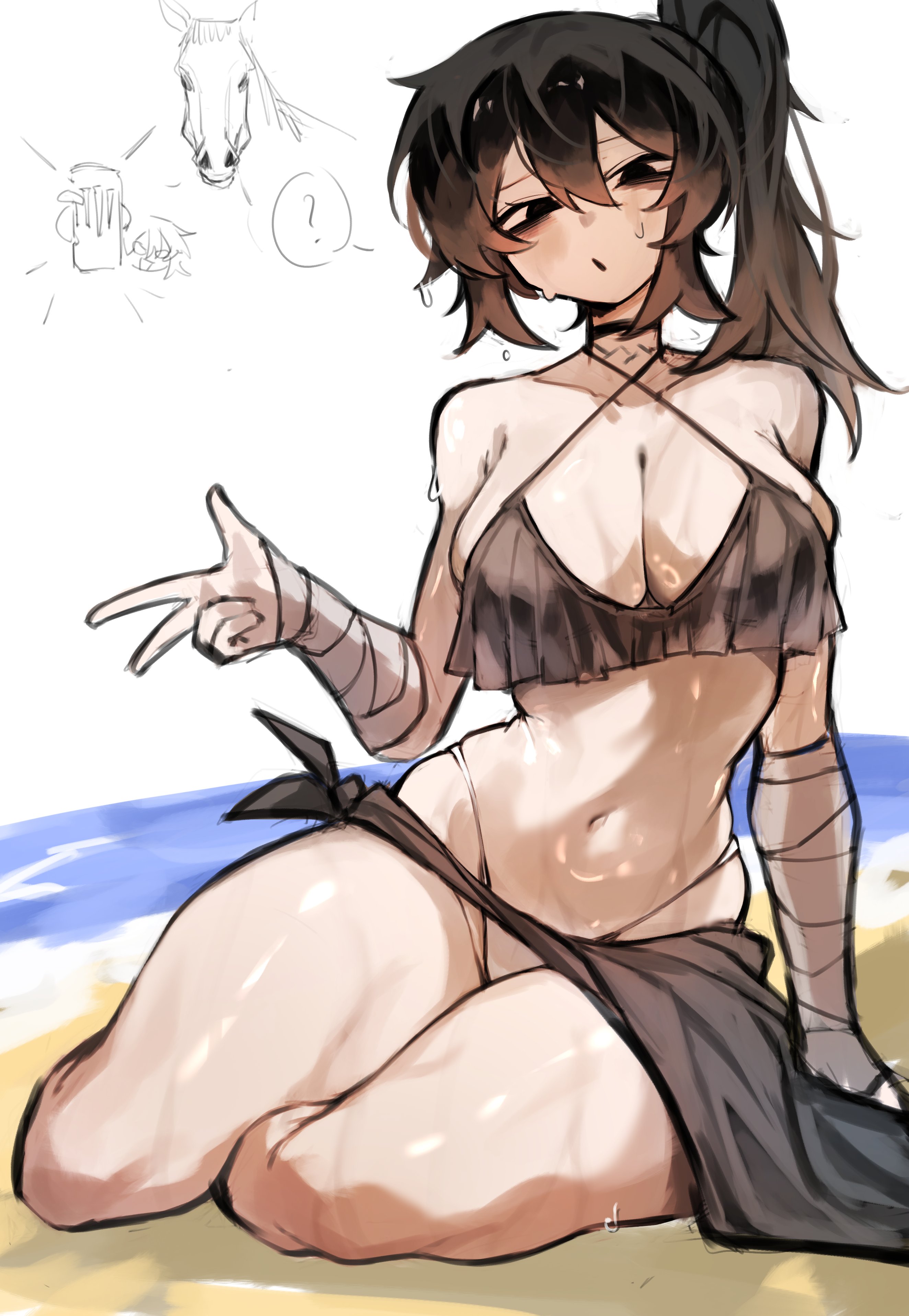 1girls, beach, shig (shigezie), shigezie, swimsuit, tagme