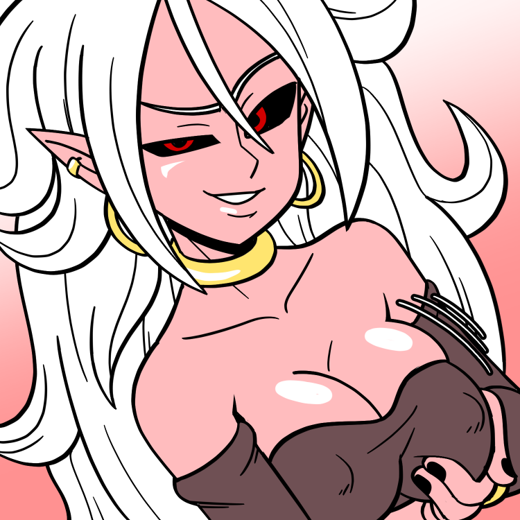 1girls 2010s android_21 android_21_(evil) black_sclera breasts dark_persona dragon_ball dragon_ball_fighterz female female_only fully_clothed humanoid long_hair majin majin_android_21 monster_girl nipple_bulge pink_skin pointy_ears red_eyes shamefuldisplay solo white_hair