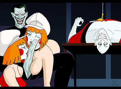 1boy2girls batman_(series) batman_beyond batman_beyond:_return_of_the_joker ben_knox bonk_(dc) dc dc_comics dcau dead_body dee_dees deidre_dennis delia_dennis erect_penis erection fellatio incest jokerz oral_sex penis sisters smiling the_joker threesome veiny_penis