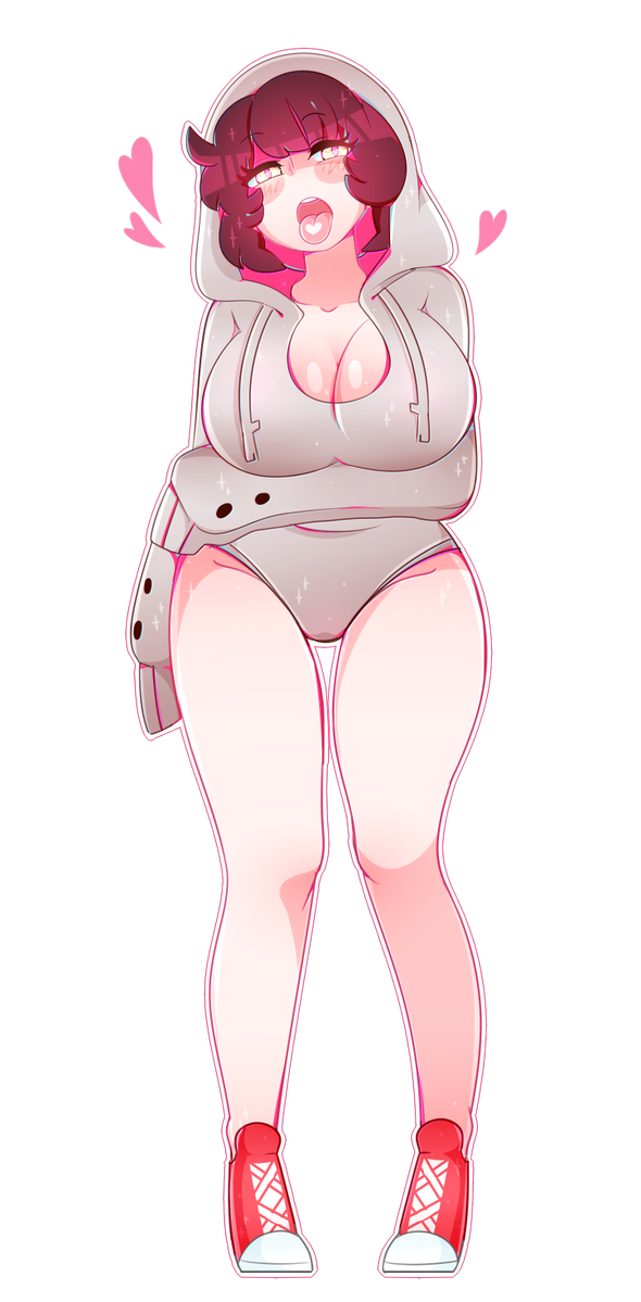 ahe_gao big_breasts breasts cleavage curvy female female_only heart hoodie large_breasts leotard secretnarcissist sex_doll shoes solo thicc_doll_(wm_doll) tongue tongue_out wm_doll