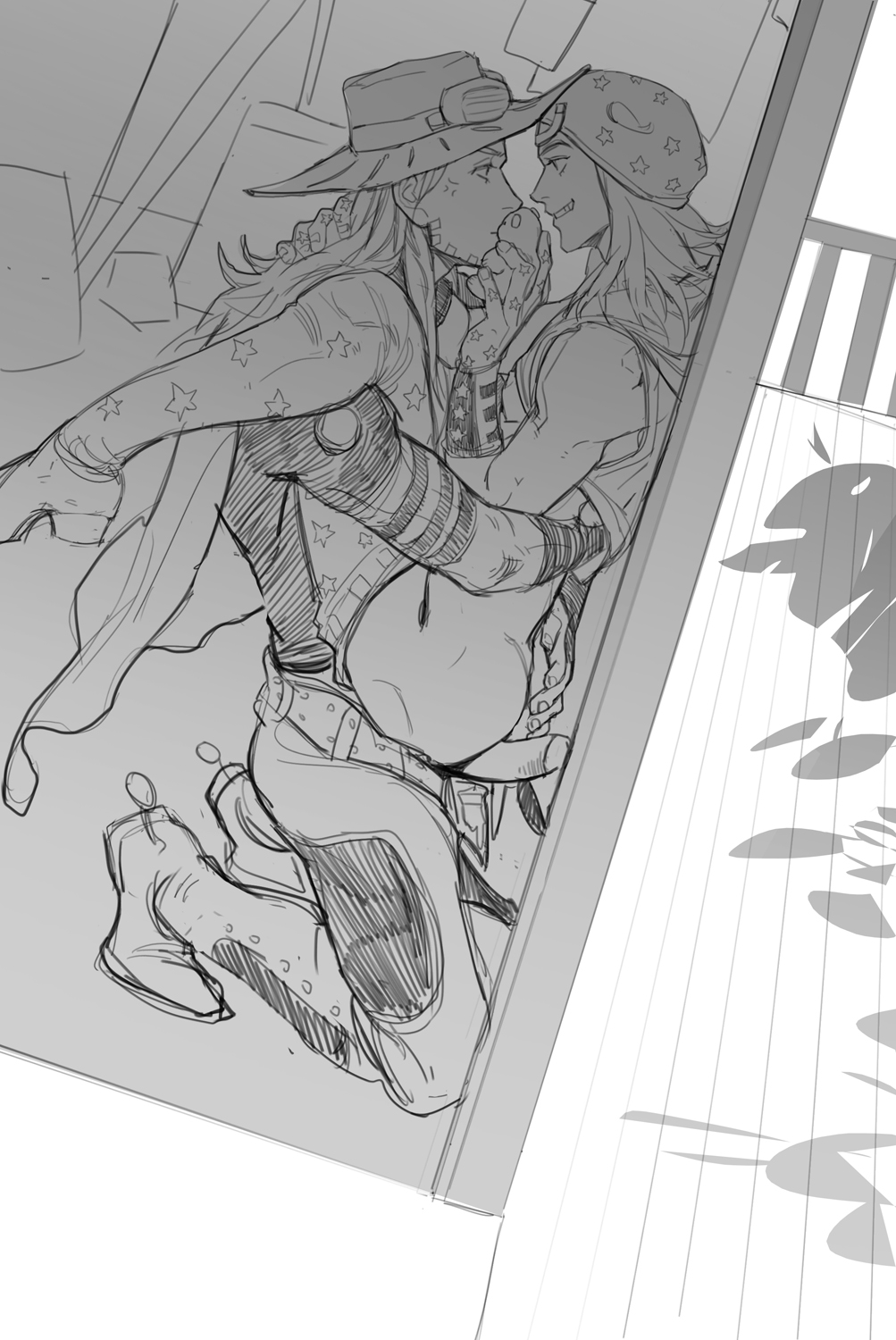2boys, artist request, carrying partner, duo, erection, gay, gyro zeppeli, johnny joestar, jojo's bizarre adventure, male, male only, penis, steel ball run, yaoi