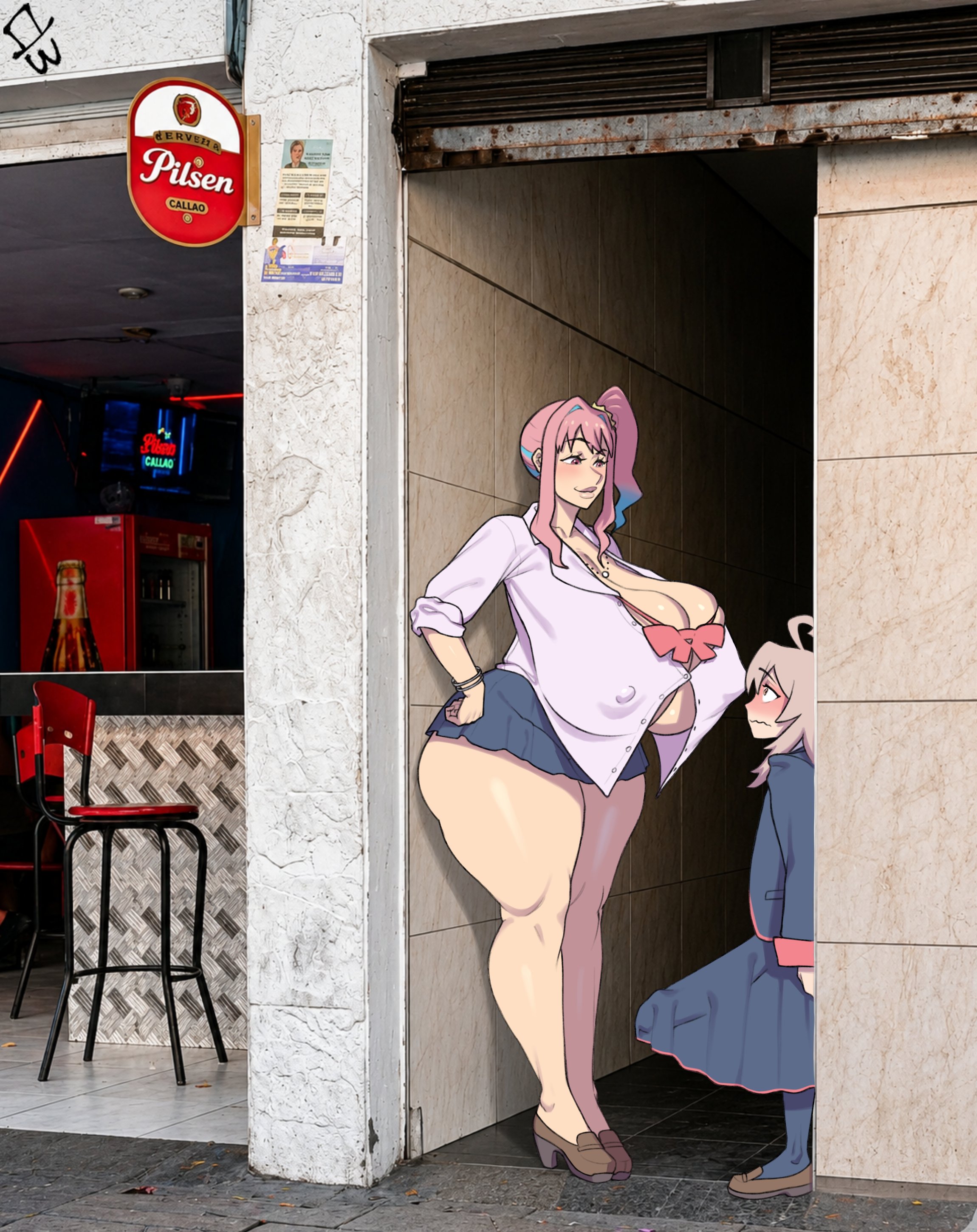 1futa, 1girl1futa, 1girls, 2026, 2d, 2d (artwork), absurd res, absurdres, afterimage, age difference, ahoge, alleyway milf (meme), areola, areolae, artist name, bare shoulders, bedroom eyes, big ass, big breasts, big cock, big penis, bikini, blue hair, bottomless, breasts, erection, erection under clothes, erection under clothing, female, flustered, futa on female, futa with female, futanari, hozuki kaede, huge ass, huge breasts, huge cock, huge penis, hung, hung futa, intersex, intersex/female, large breasts, large cock, large penis, larger female, larger female smaller female, massive ass, massive breasts, onii-chan wa oshimai!, outdoors, outside, oyama mahiro, pink eyes, pink hair, ponytail, seductive eyes, seductive gaze, seductive look, seductive smile, shocked, shocked expression, sir wankies, size difference, smaller futa, tenting, voluptuous, voluptuous female, younger futa and older female
