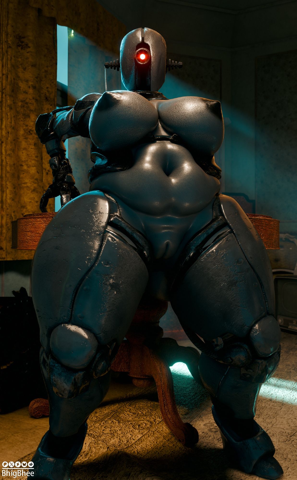 3d, 3d (artwork), 3d artwork, 3d model, alternate breast size, alternate version available, areola, areolae, ass, assaultron, bbw, belly, belly button, belly overhang, bhigbhee, big areola, big areolae, big ass, big belly, big belly button, big belly girl, big breasts, big butt, big navel, big nipples, breasts, breasts out, butt, chubby, chubby female, dark areola, dark areolae, dark nipples, deep belly button, deep navel, digital media (artwork), fallout, fat, fat ass, fat butt, fat female, female, hi res, huge areola, huge areolae, huge ass, huge belly, huge belly button, huge breasts, huge butt, huge navel, huge nipples, labia, large ass, large belly, large breasts, large butt, looking at viewer, nipples, nipples outside, overweight, overweight female, plump, plump labia, plump pussy, plump vagina, plump vulva, pussy, pussy lips, red eye, robot, robot girl, robot humanoid, sagging belly, sagging breasts, thick thighs, vagina, vulva