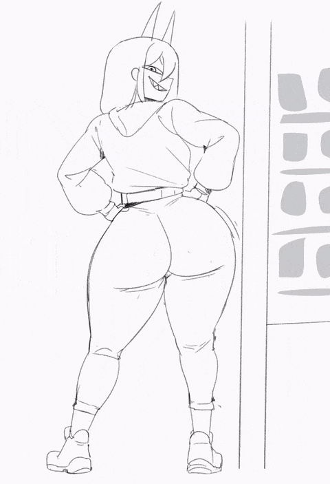 animated animation ass black_and_white chainsaw_man female gif girl horns looking_at_viewer looking_back power_(chainsaw_man)