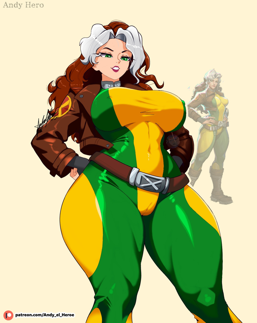 2d, andy hero, clothed, fully clothed, marvel, marvel comics, marvel rivals, rogue (x-men), solo, solo female, solo focus, tagme, thicc