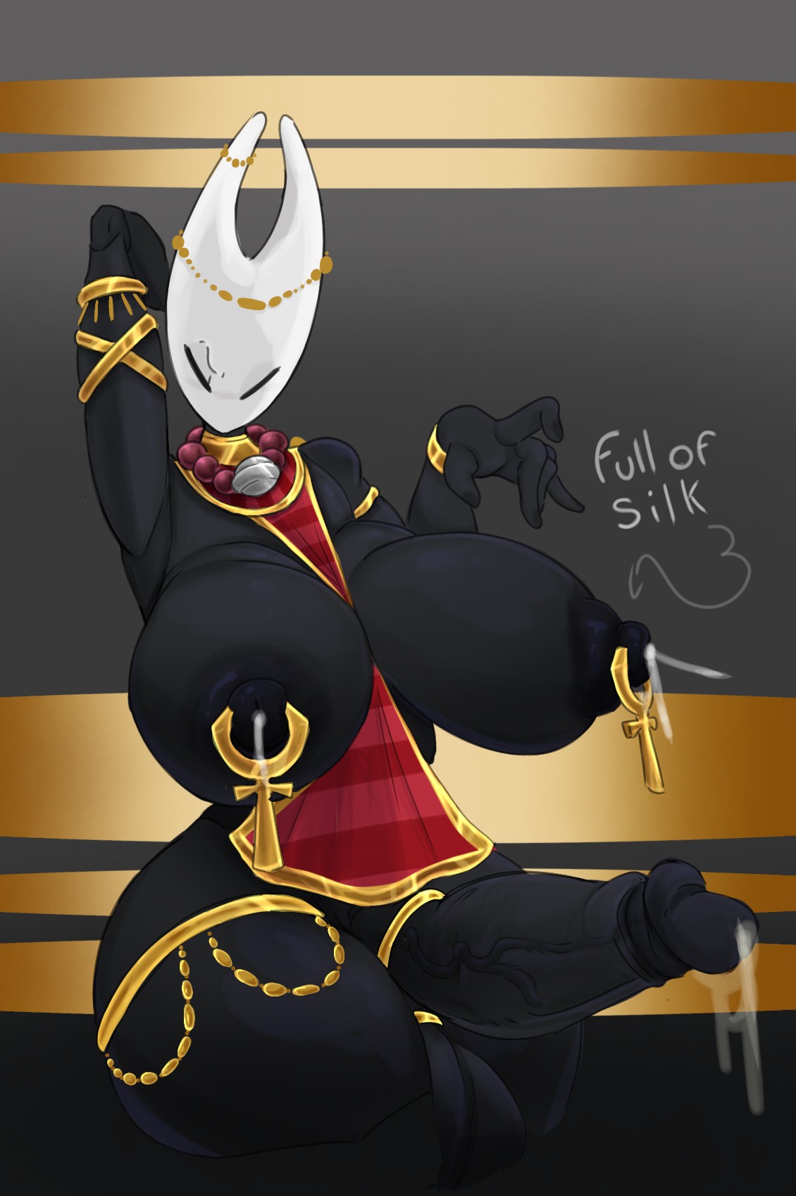 1futa, ankh, big breasts, big penis, breasts, clothing, cum, curvy, curvy figure, egyptian, futa, futa only, hornet (hollow knight), lactating, lactation, lactation without expressing, mapuliart, penis, pierced nipples, piercing, silksong, solo, solo futa, sweat, sweatdrop, sweating, sweaty, sweaty body, tagme, text, thick thighs, thighs, unusual bodily fluids