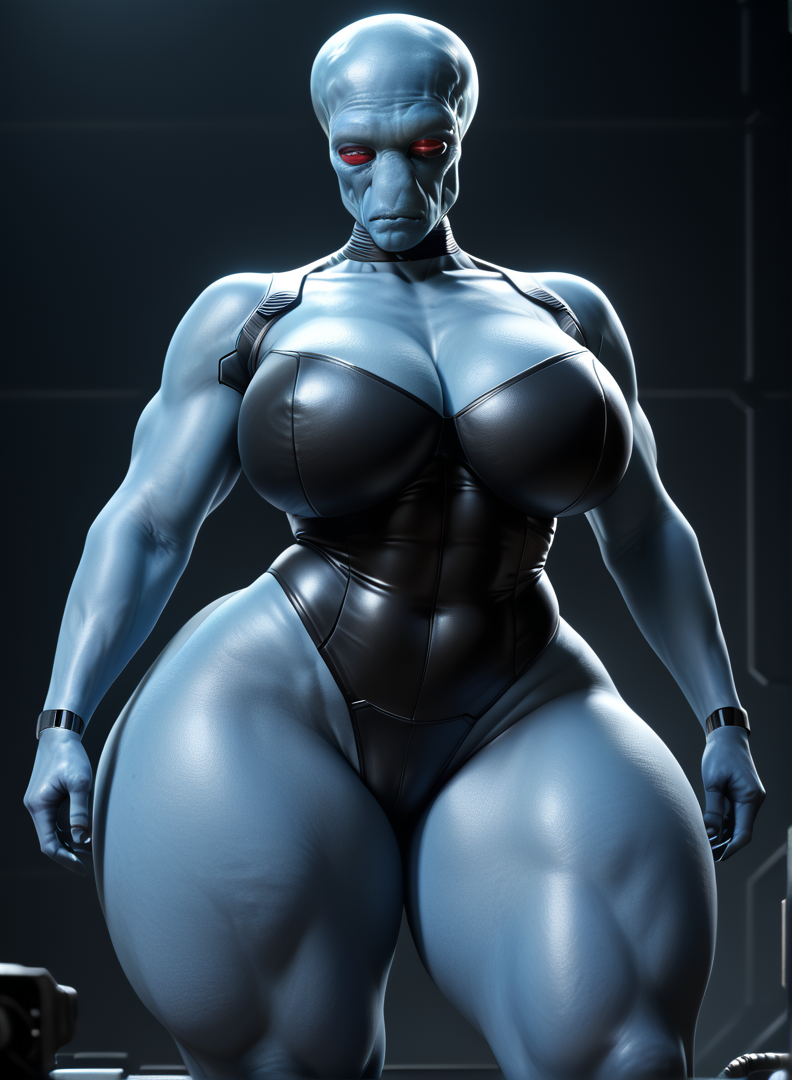 1girls abs abs_visible_through_clothing ai_generated alien alien_humanoid bald bald_female big_ass big_breasts big_head black_clothing black_leotard blue_body blue_skin bottom_heavy breasts cleavage curvaceous curves curvy curvy_body curvy_female curvy_figure curvy_hips disney duros duros_(species) expressionless female female_focus female_only futuristic hairless hips huge_breasts indoors inside leotard magnumdawn muscles muscular muscular_arms muscular_female muscular_legs muscular_thighs nipples_visible_through_clothing no_irises no_nose non-human non-human_only noseless photorealistic red_eyes red_sclera science_fiction skimpy skimpy_clothes solo solo_female solo_focus space_station spacecraft spacecraft_interior spaceship spaceship_interior stable_diffusion standing star_wars thick_thighs thighs thunder_thighs wide_hips