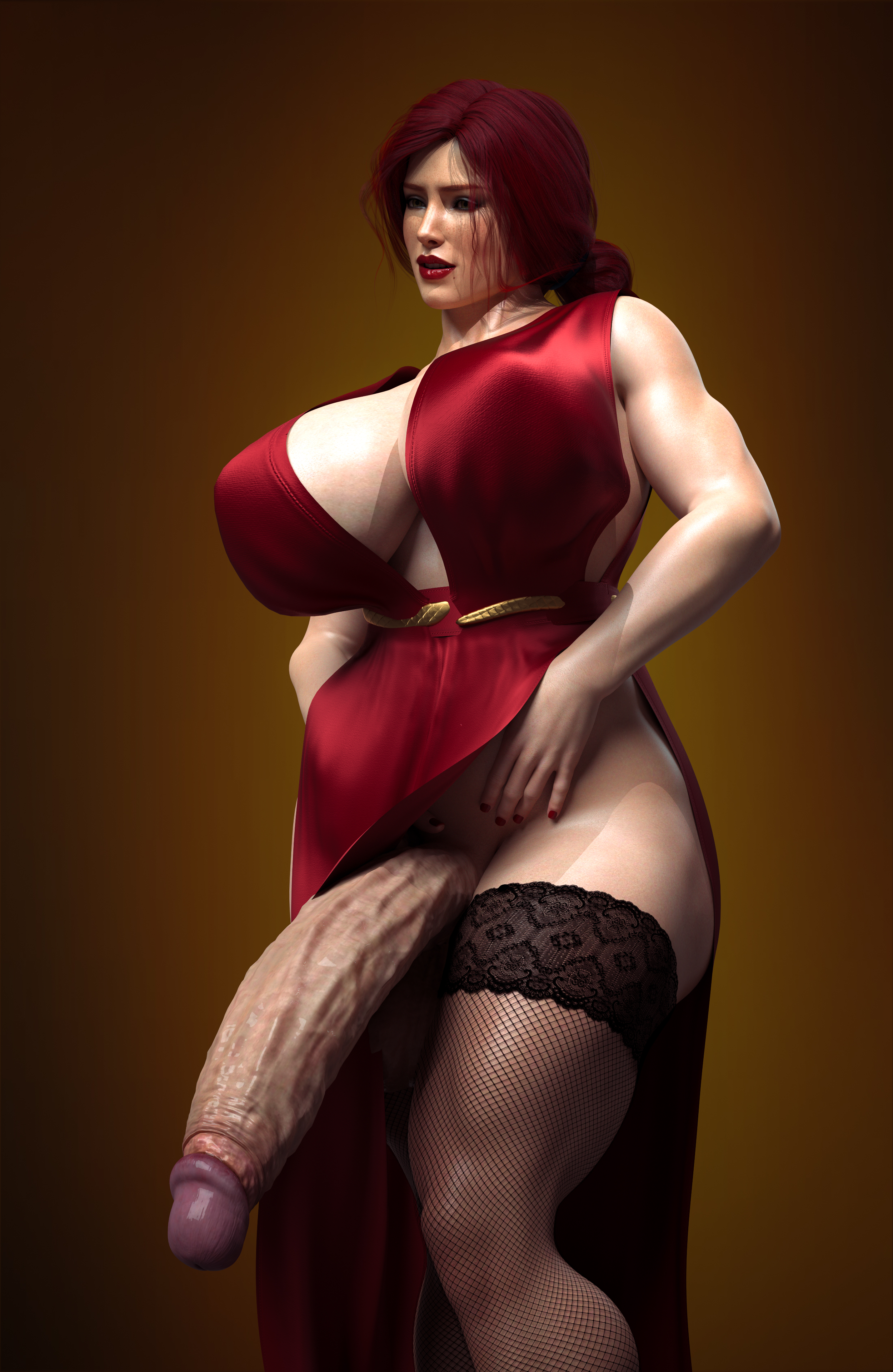 1futa, 3d, big breasts, breasts, cd projekt red, futanari, huge breasts, huge cock, intersex, penis, red hair, solo, the witcher (series), the witcher 3: wild hunt, triss merigold, veiny penis, windo3d