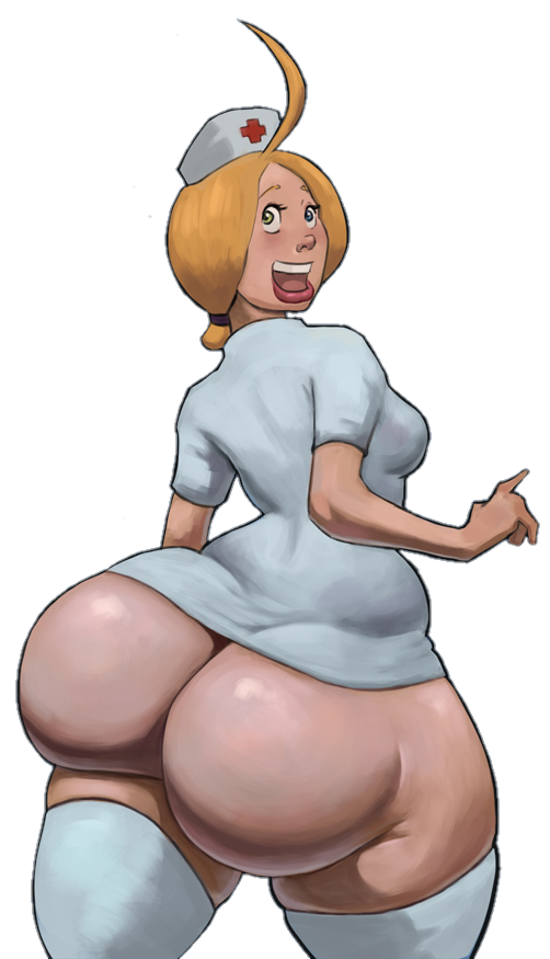 1girls big_ass blonde_hair blue_eyes bottom_heavy butt edit emily_hugaz female_only large_ass nurse open_mouth partially_clothed presenting_hindquarters rear_view shiin shiin_(edit) velvet_city_(shiin)