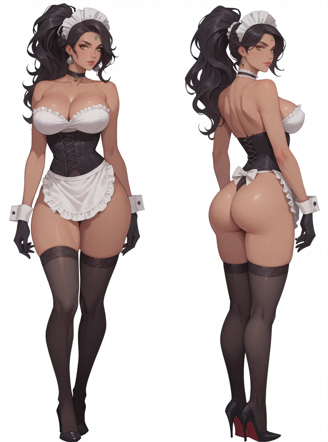 1girls ai_generated big_ass big_breasts big_butt black_hair black_hair_female breast_focus butt_focus chest_focus dark-skinned_female dark_skin ear_piercing ear_piercings ear_ring ear_rings earring earrings female female_focus forehead_gem forehead_jewel french_maid french_maid_nidalee gem_on_forehead hi_res high_heels high_res high_resolution highres jewel_on_forehead large_breasts league_of_legends long_hair long_hair_female looking_at_viewer maid maid_apron maid_headdress maid_stockings nidalee ponytail ponytail_female revealing revealing_clothes revealing_clothing revealing_dress revealing_outfit riot_games shiny shiny_ass shiny_breasts simple_background skimpy skimpy_clothes skimpy_dress skimpy_outfit skimpy_panties skimpy_uniform solo solo_focus the_grind_series white_background yellow_eyes yellow_eyes_female