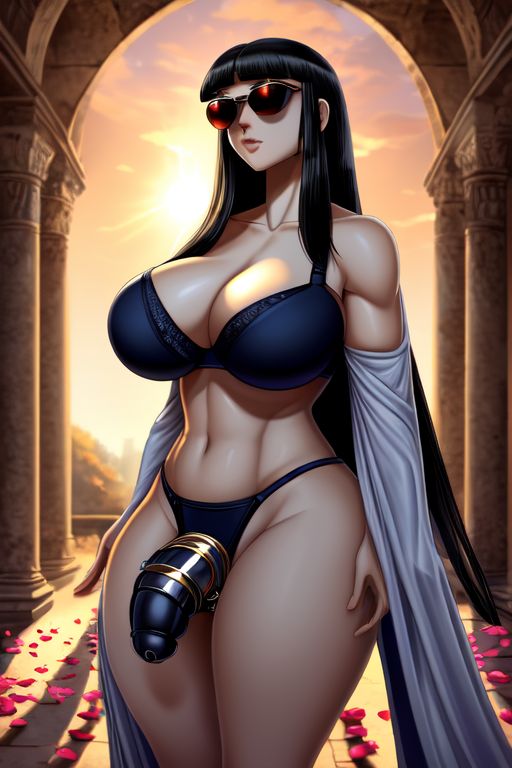 ai_generated bra brown_hair chastity chastity_cage chastity_device futa_chastity futa_only futanari lingerie outdoors outside posing seductive_look sexy sunglasses