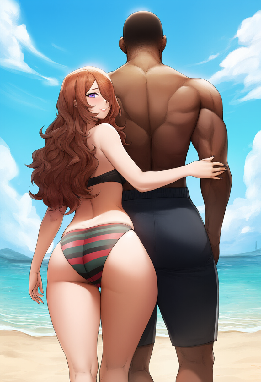 ai_generated dark-skinned_male indie_virtual_youtuber nina_saotome pan-african_flag_bikini virtual_youtuber