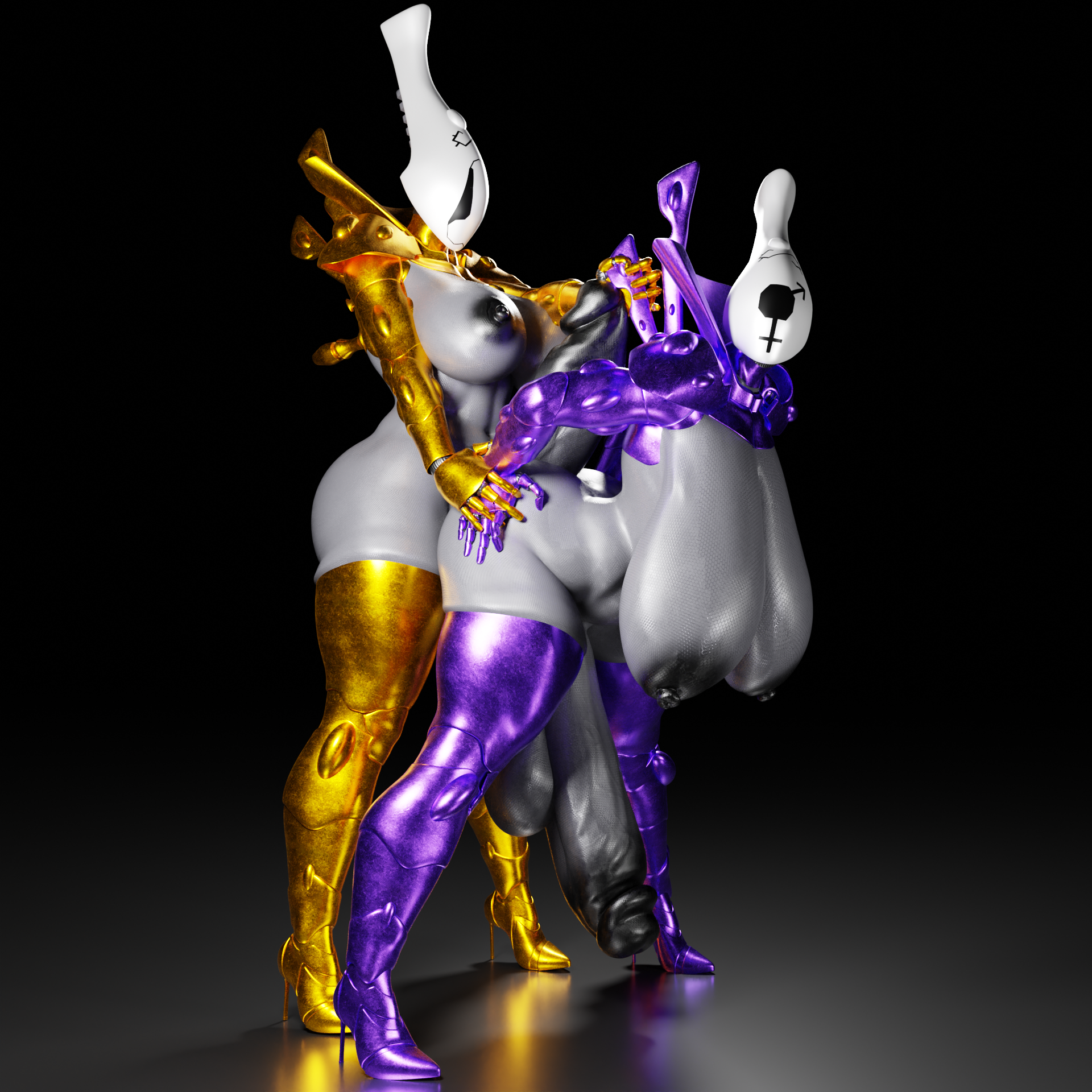 2futas, 3d, aeldari, arched back, artist request, ass, assjob, balls, bent over, big balls, big penis, buttjob, eldar, faceless, futa on futa, futanari, helmet, huge balls, huge cock, hung bottom, hung futa, intersex, penis, sex, source request, standing, standing sex, warhammer (franchise), warhammer 40k, wraithlord