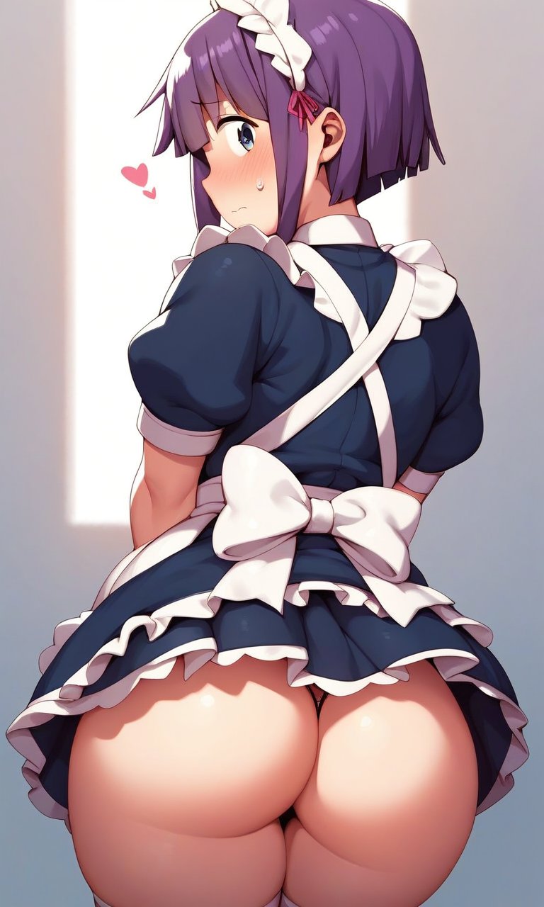 1boy ai_generated ass ass_focus daidouji_(artist) daidoujipv femboy girly large_ass light-skinned_female light_skin looking_at_viewer looking_back magatsuchi_shouta maid maid_uniform male male_only miss_kobayashi's_dragon_maid thighs