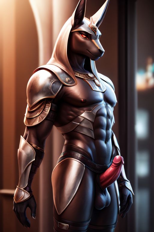 ai_generated anubis armored armored_male balls ballsack erect_penis erection muscles muscular muscular_male naked naked_male nude nude_male semi_naked semi_nude solo solo_male