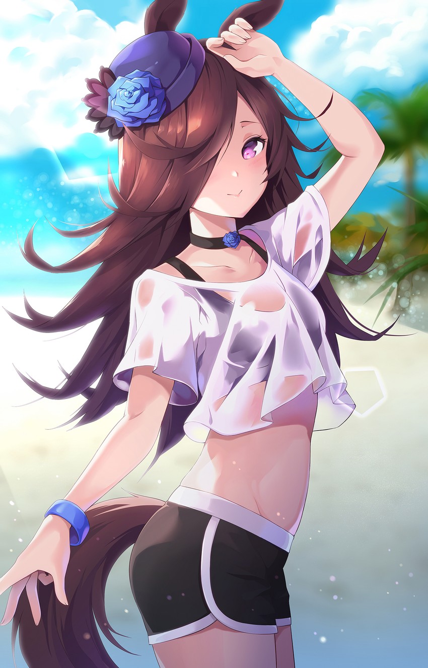 bloody0rabby, midriff, rice shower (umamusume), see-through clothing, tagme, umamusume