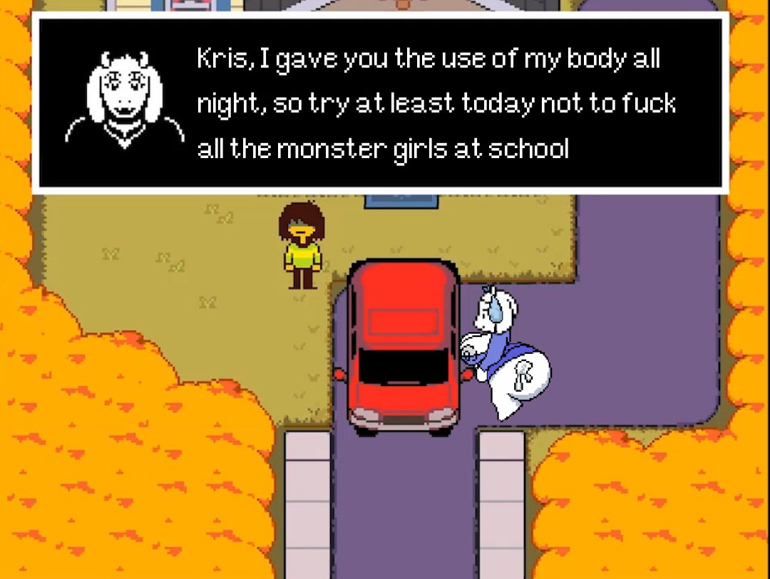 big_ass big_butt deltarune editorl huge_ass kris_(deltarune) pixel_art tits_out toriel undertale_(series)