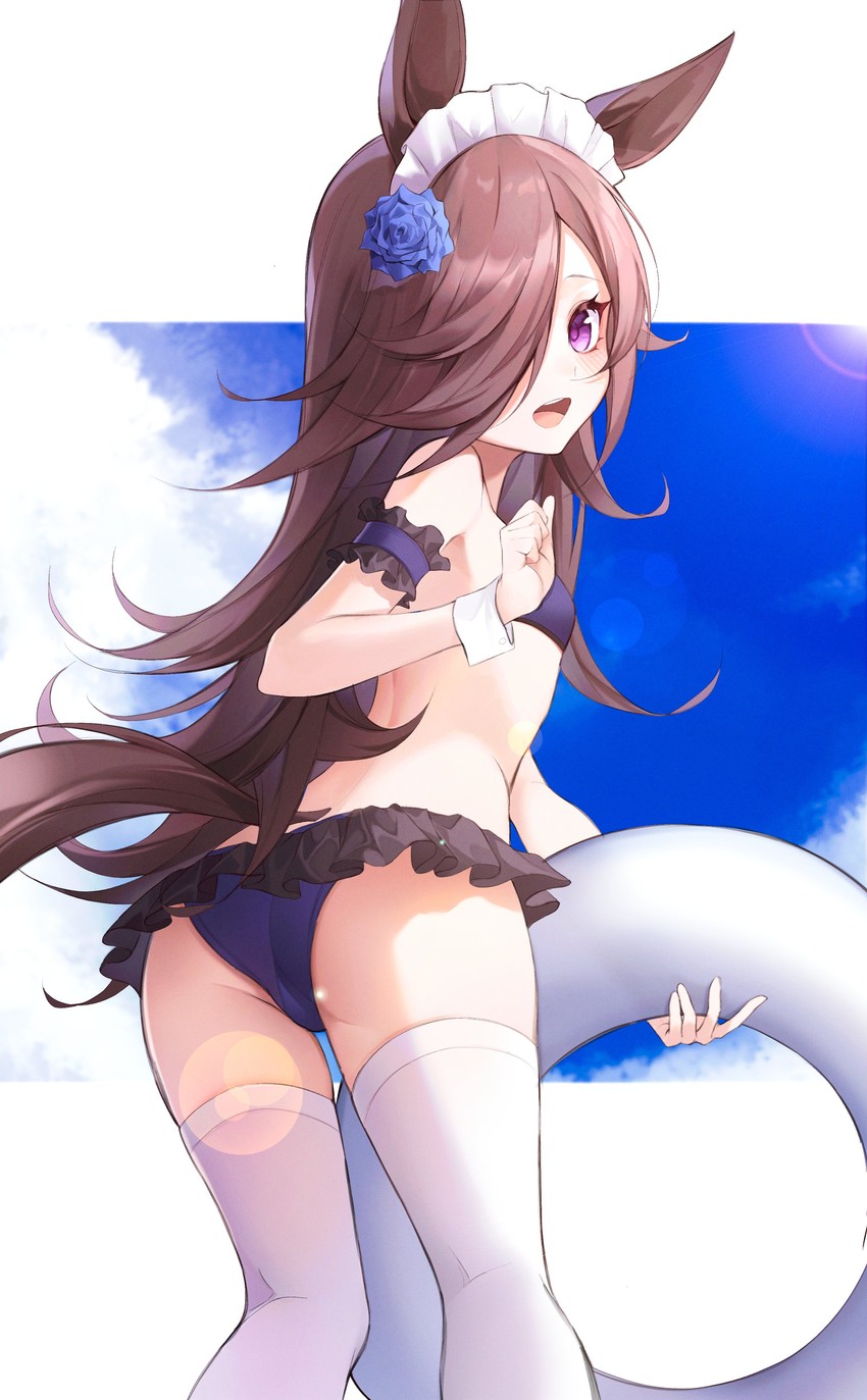 bikini, loyo, rice shower (umamusume), tagme, thighhighs, umamusume, white thighhighs