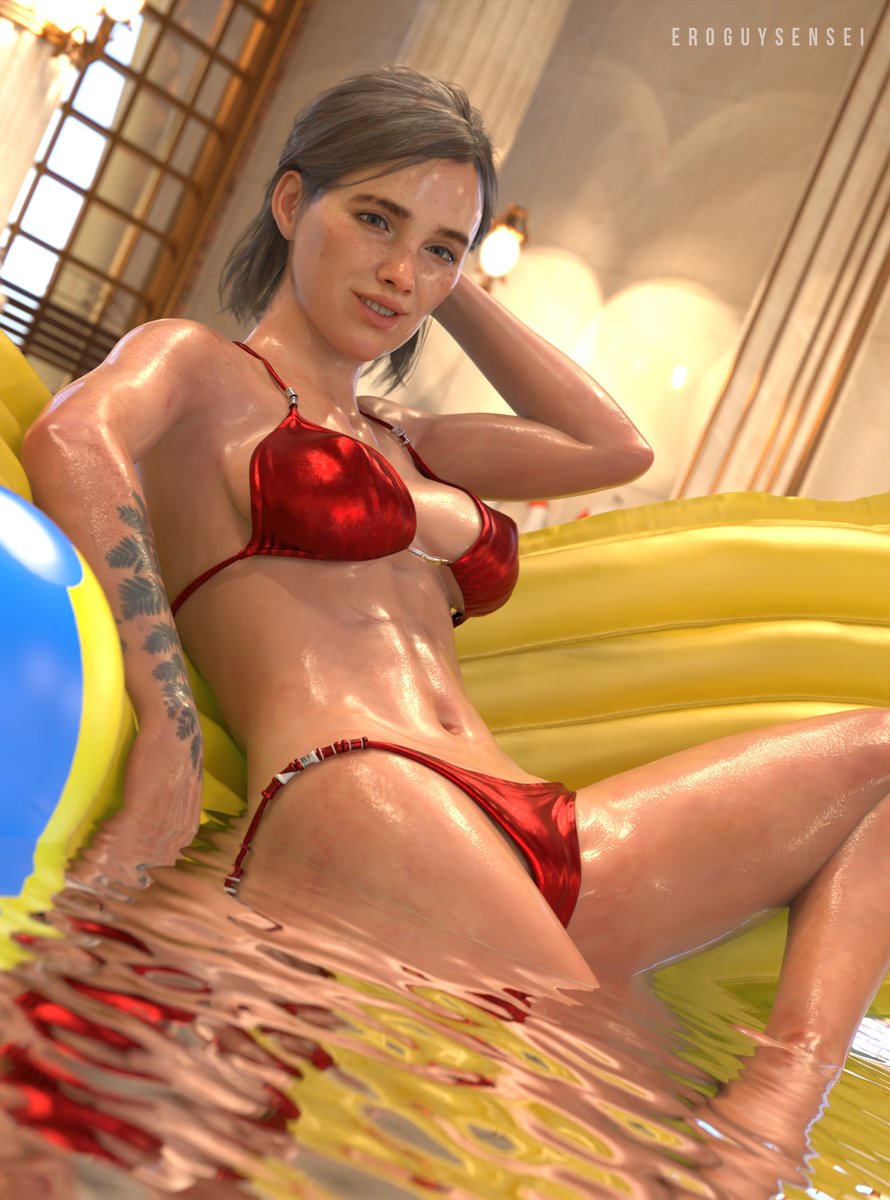 3d bikini brown_hair busty ellie_(the_last_of_us) ellie_williams eroguysensei female female_focus female_only hourglass_figure naughty_dog tagme the_last_of_us the_last_of_us_2 wet wet_body wet_skin wide_hips