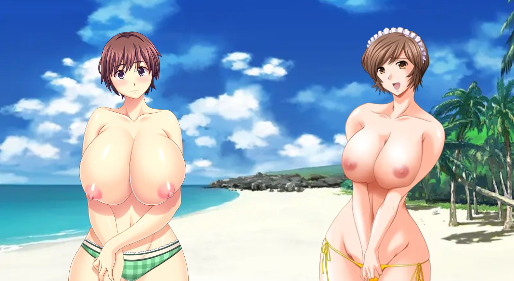 13cm 2girls before_sunscreen big_nipples bikini bikini_bottom breasts edited_image fukunaga_koharu game_cg gigantic_breasts housekeeper huge_breasts hyper_breasts kyonyuu_reijou_mc_gakuen lune maid maid_headdress married_woman massive_breasts mature_female nipples nonomiya_momoko schoolgirl sea seaside shimai_tsuma_3