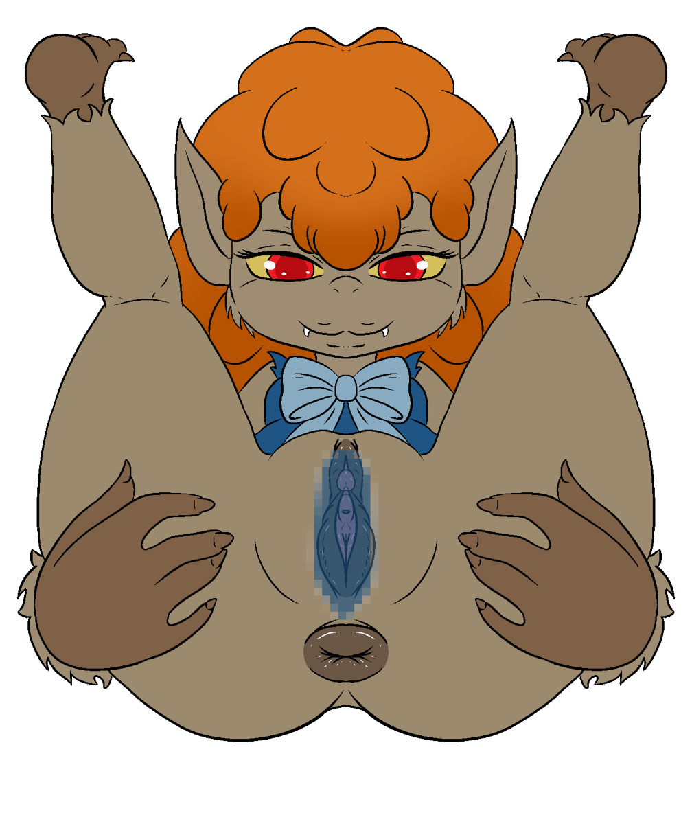 anthro anus bluelimelight duo eyebrows female long_hair monster monster_girl navel no_humans orange_hair pointy_ears pussy red_eyes scooby-doo scooby-doo_and_the_ghoul_school simple_background smile werewolf white_background winnie_werewolf