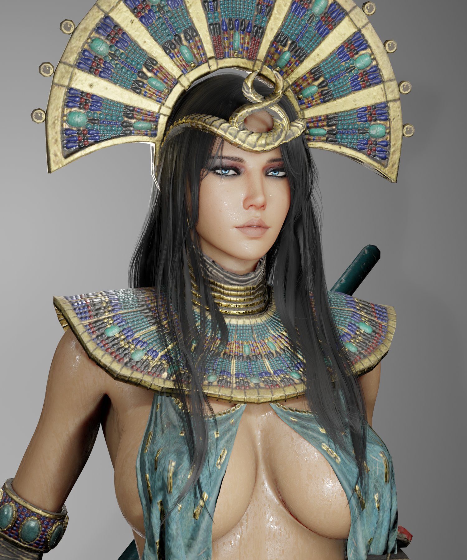 1girls, 3d, child bearing hips, curvaceous, curvaceous body, curvaceous female, curvaceous figure, curvaceous hips, curvaceous thighs, egyptian, egyptian clothes, egyptian clothing, egyptian female, egyptian headdress, egyptian mythology, female, female only, khalida (warhammer), royalty, soboro, tagme, tomb kings, waifu, warhammer (franchise), warhammer fantasy